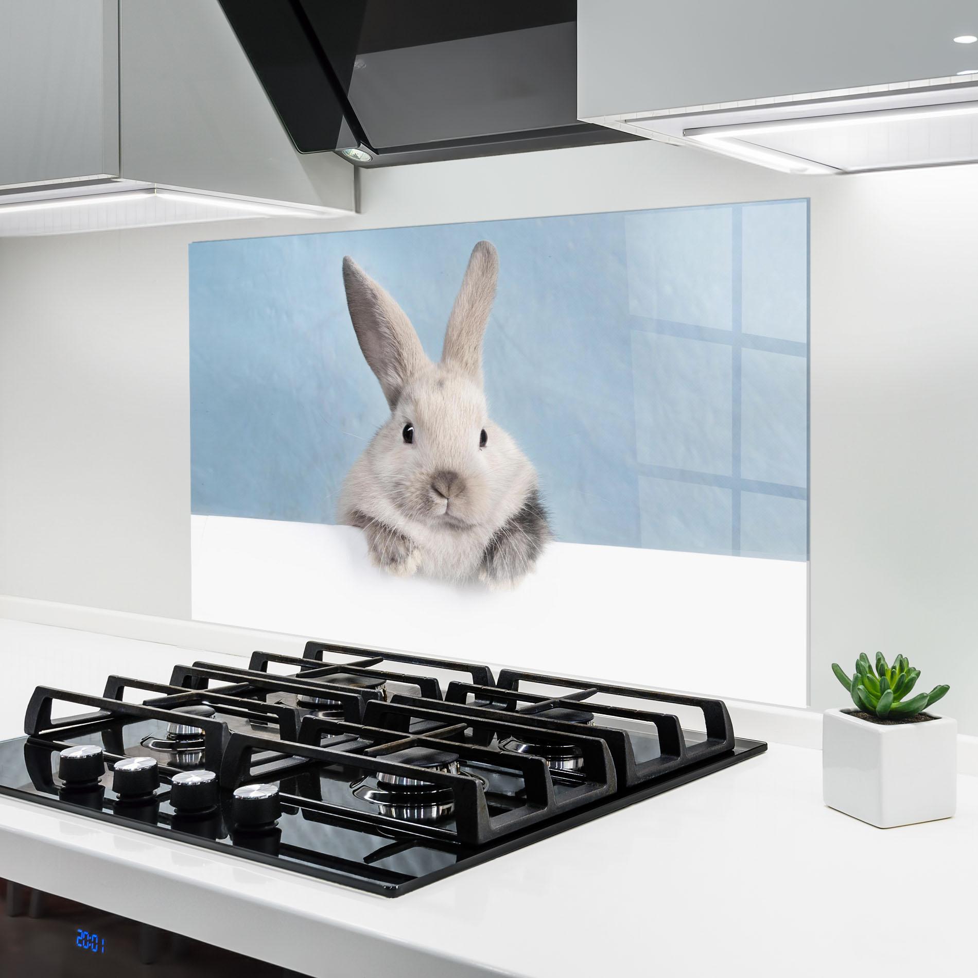 Küchenrückwand Glas Cream Bunny mockup 6