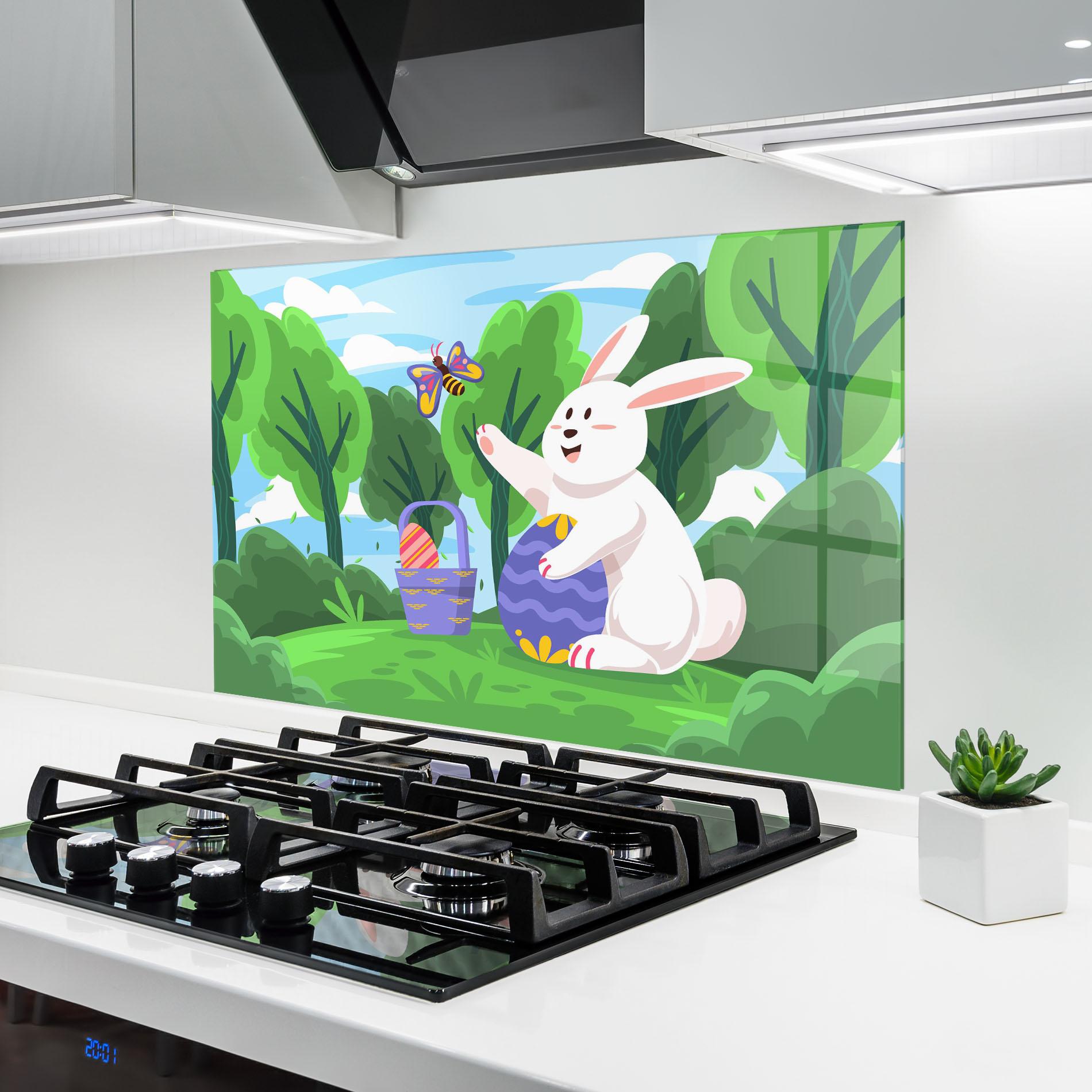 Küchenrückwand Glas Easter Rabbit mockup 6