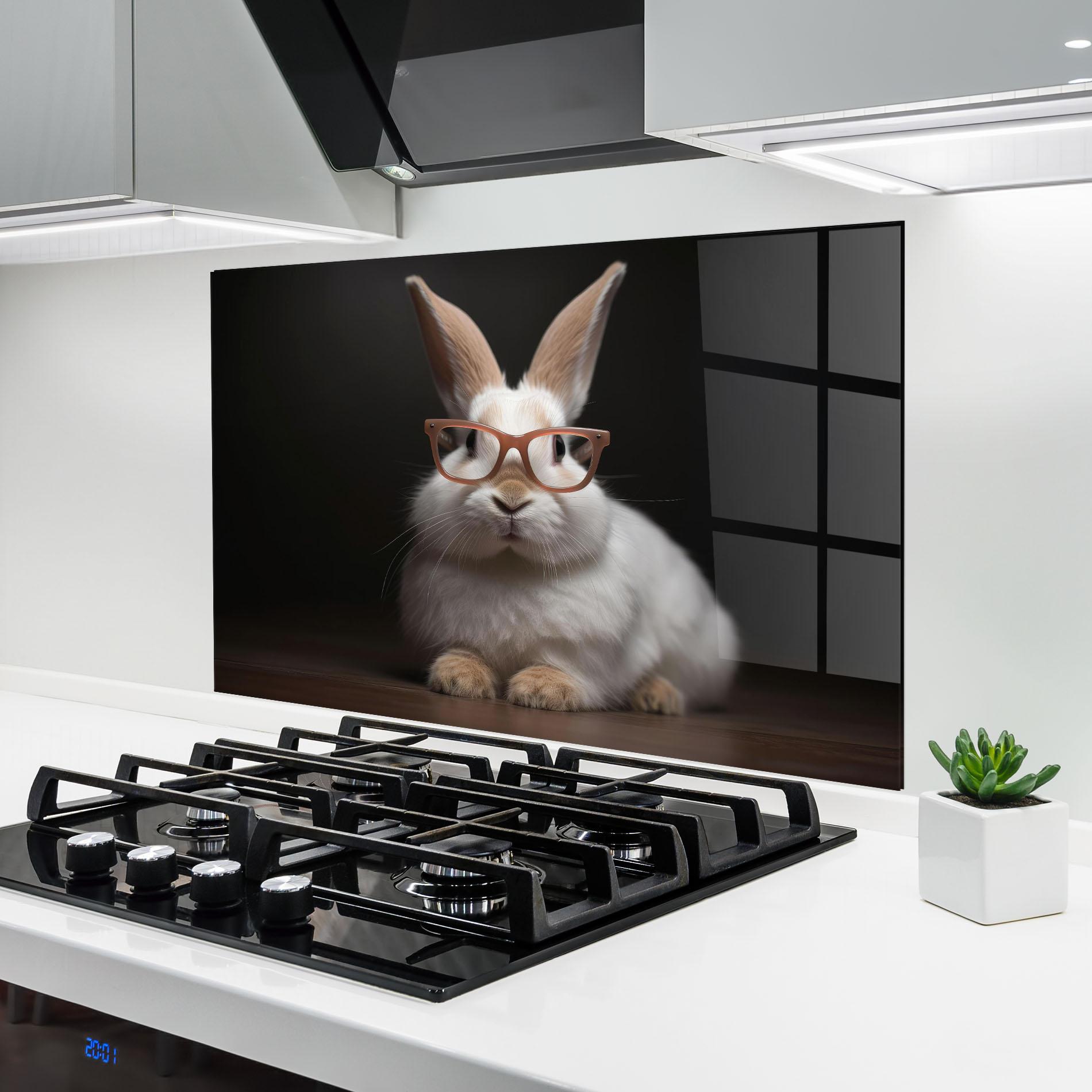 Küchenrückwand Glas Eyeglasses Bunny mockup 6