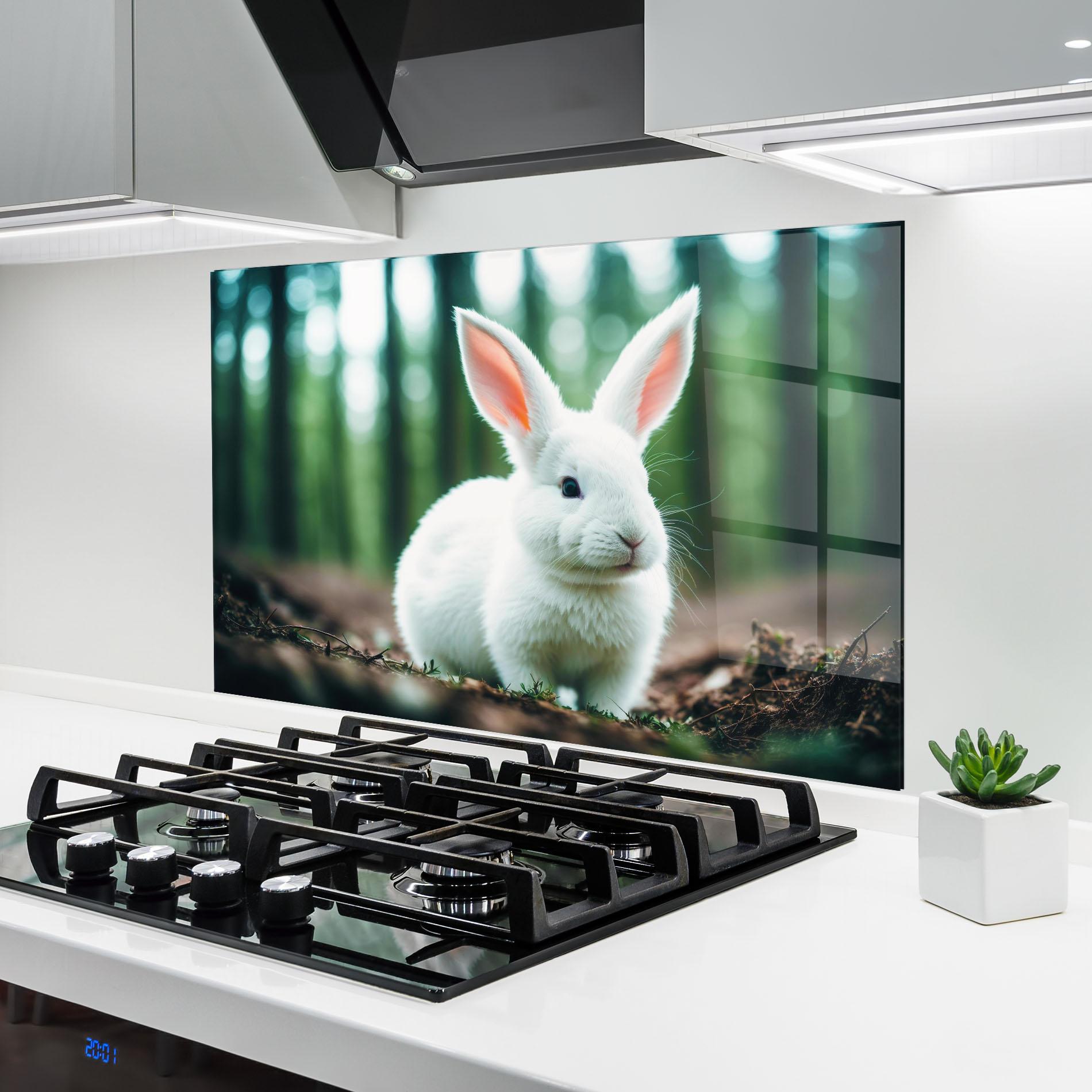 Küchenrückwand Glas Forest Bunny mockup 6