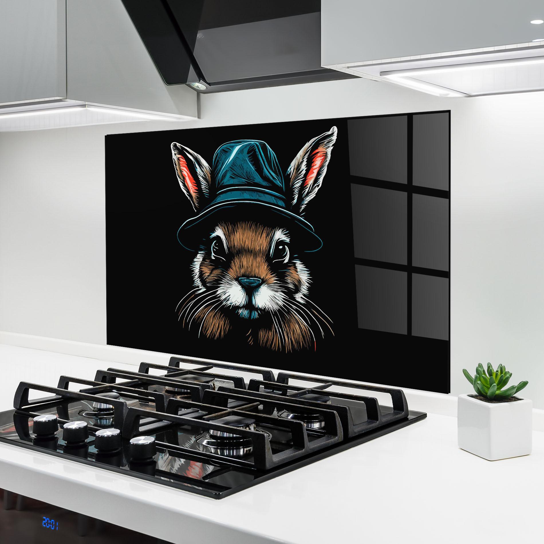 Küchenrückwand Glas Hat Bunny mockup 6