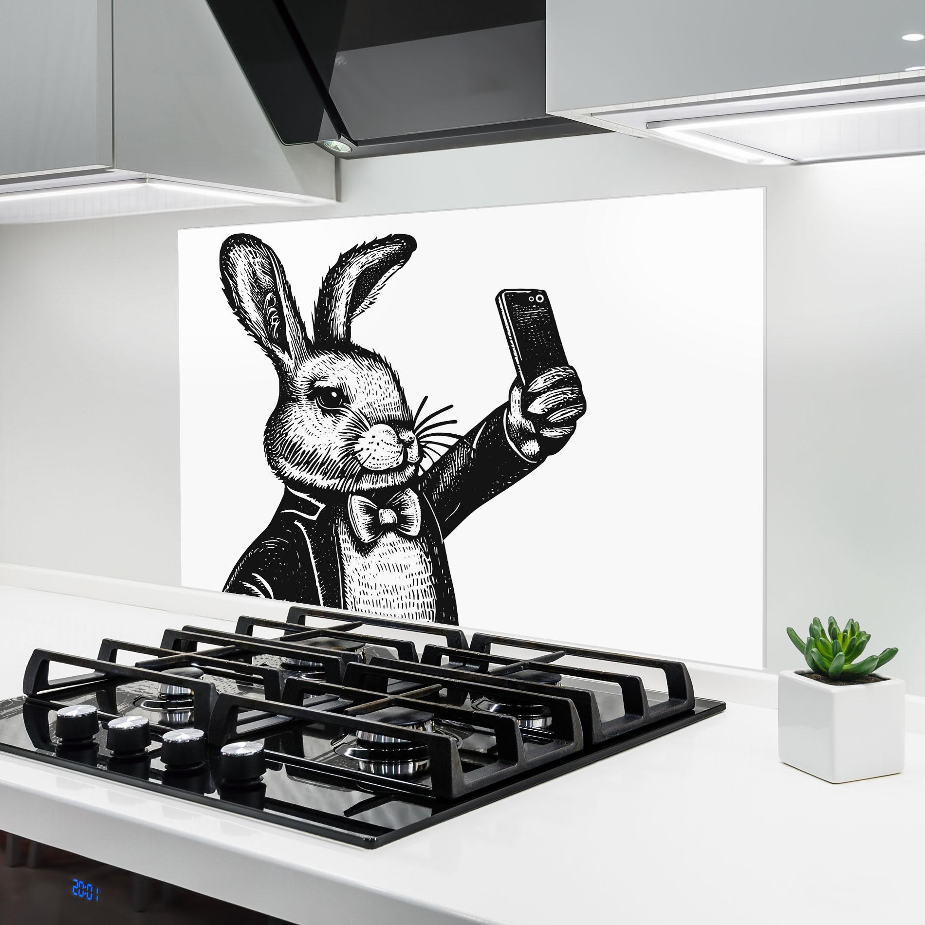 Küchenrückwand Glas Selfie Bunny mockup 6