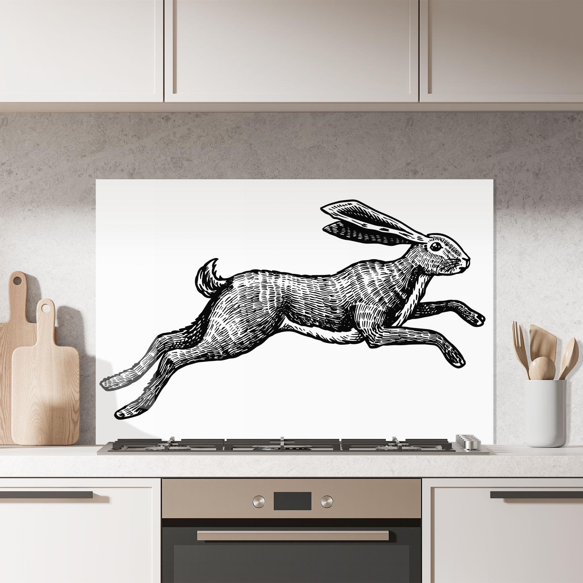Küchenrückwand Glas Black Line Bunny mockup 7