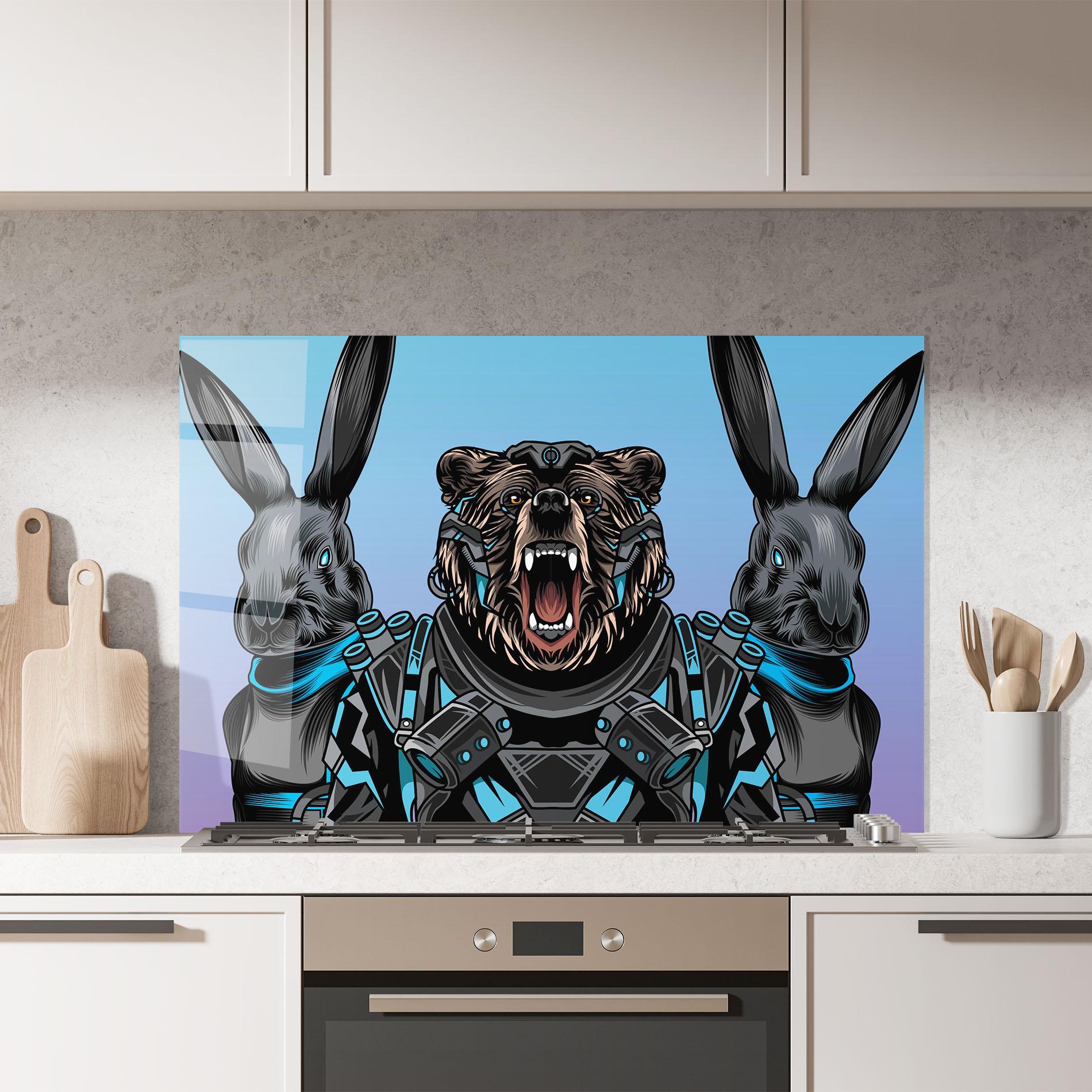 Küchenrückwand Glas Bunny Bear mockup 7