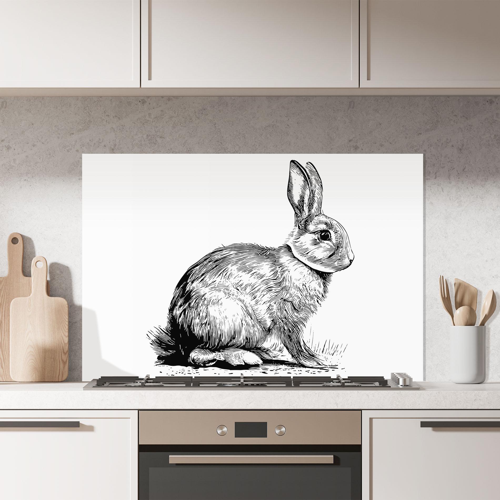 Küchenrückwand Glas Bunny Black Lines mockup 7