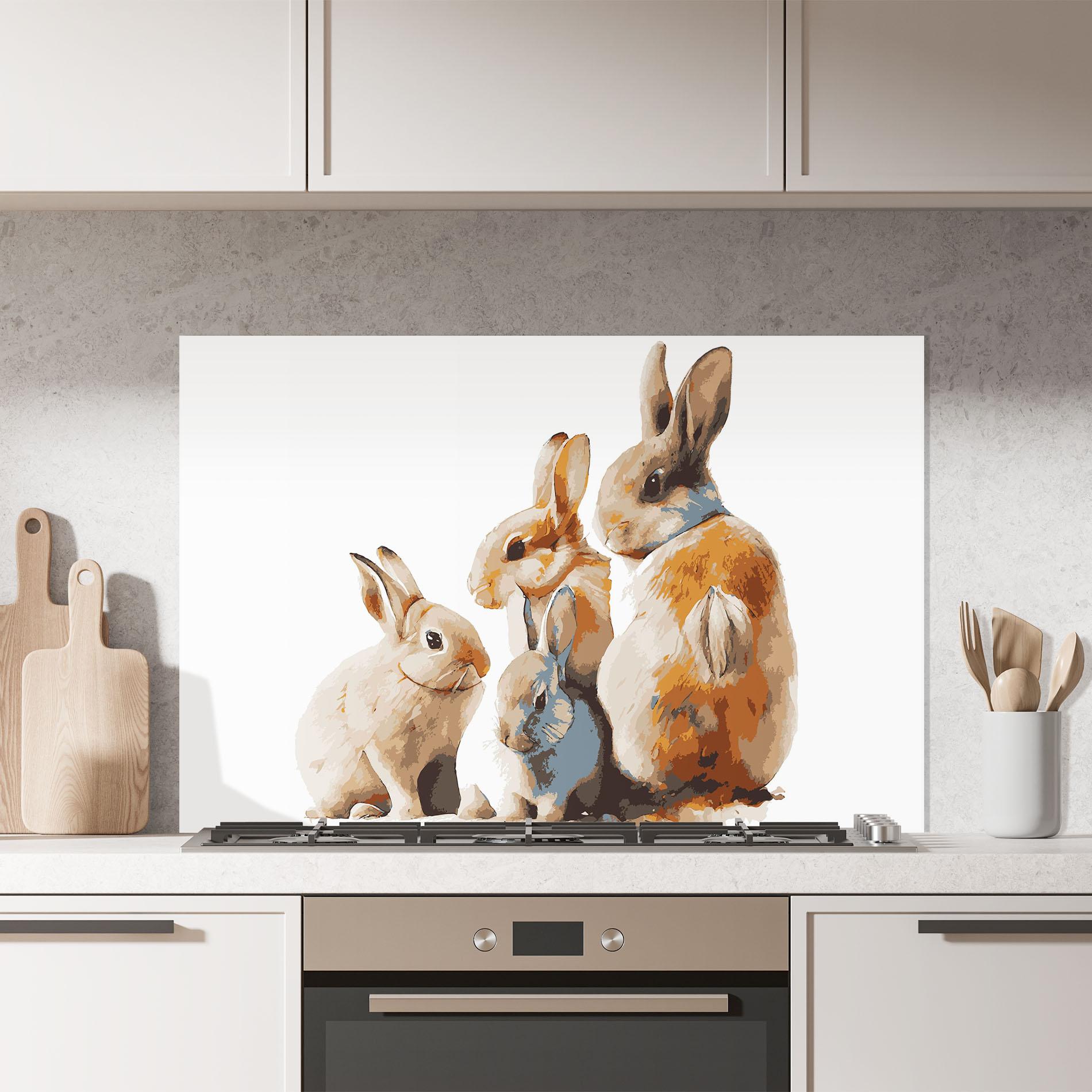 Küchenrückwand Glas Bunny Family mockup 7