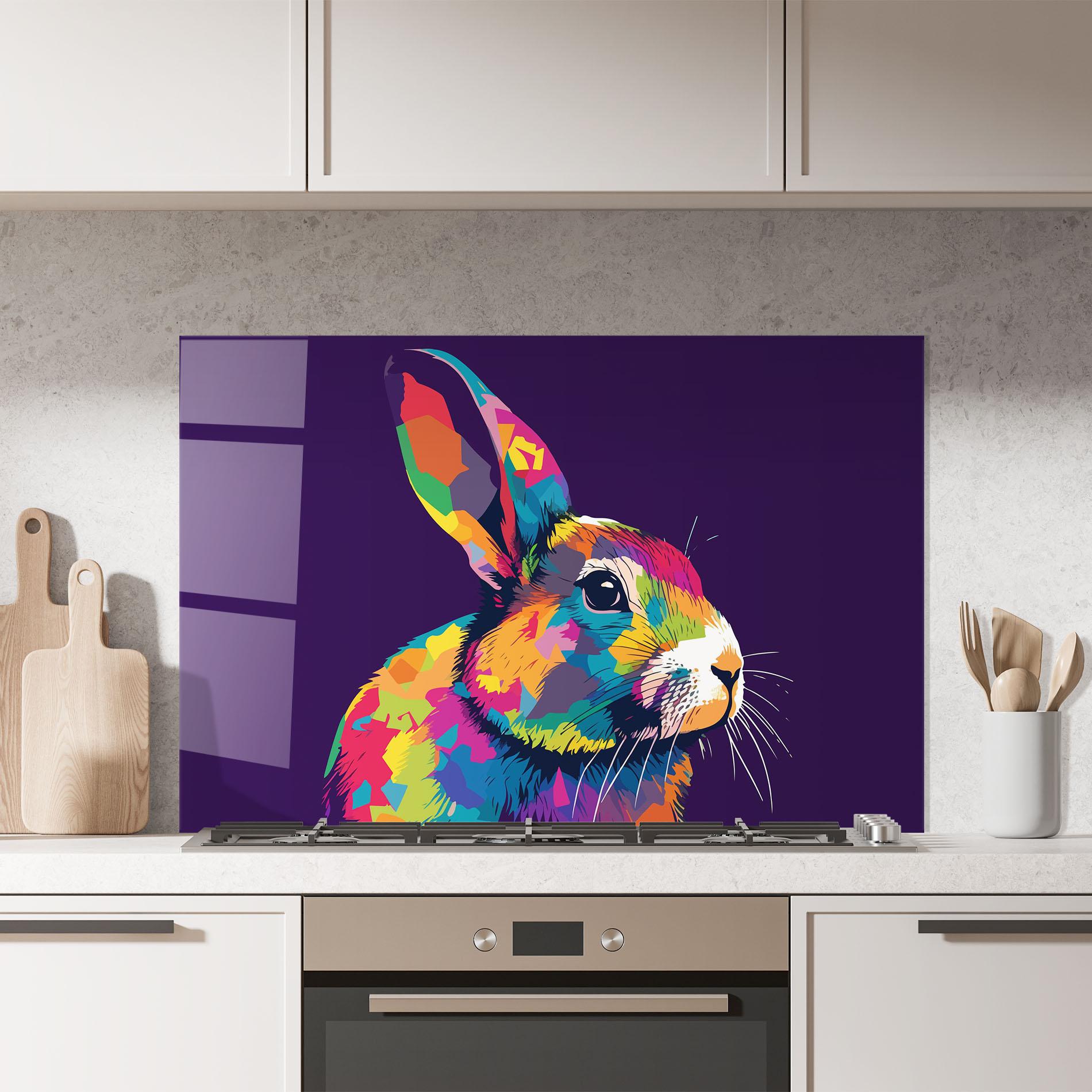 Küchenrückwand Glas Bunny On Purple mockup 7