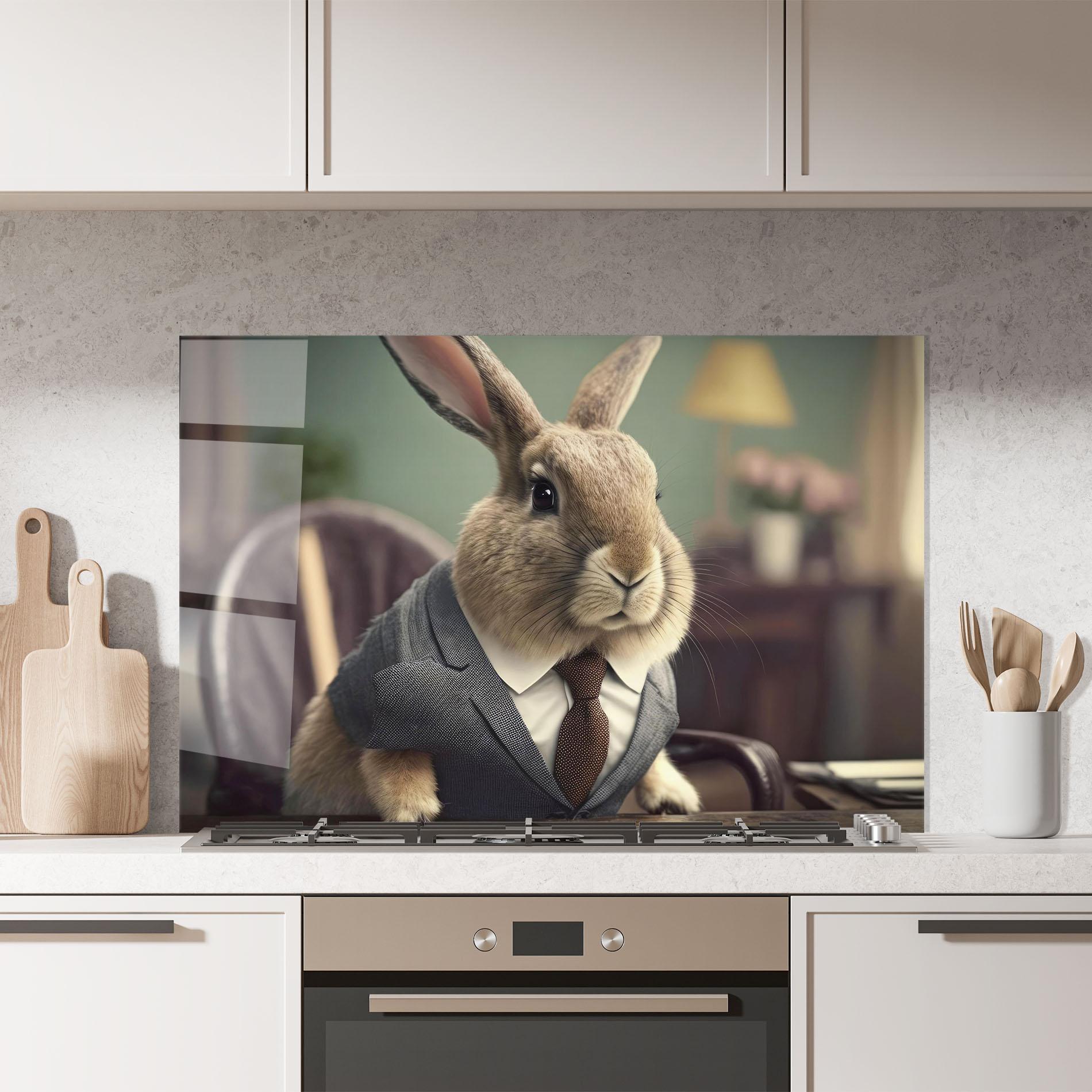 Küchenrückwand Glas Business Suit Bunny mockup 7