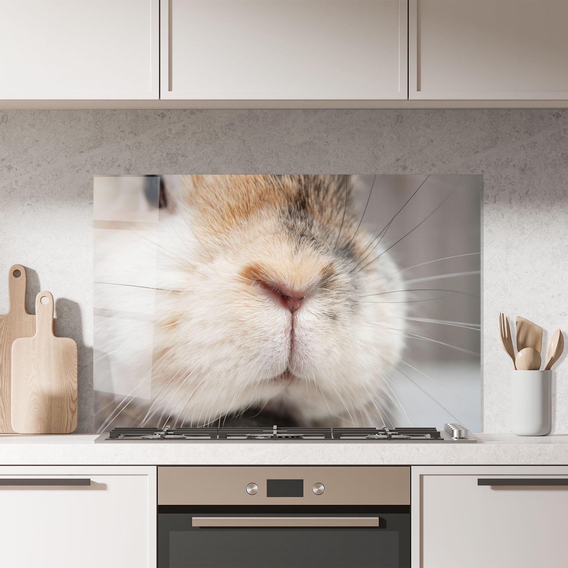 Küchenrückwand Glas Close Up Bunny mockup 7