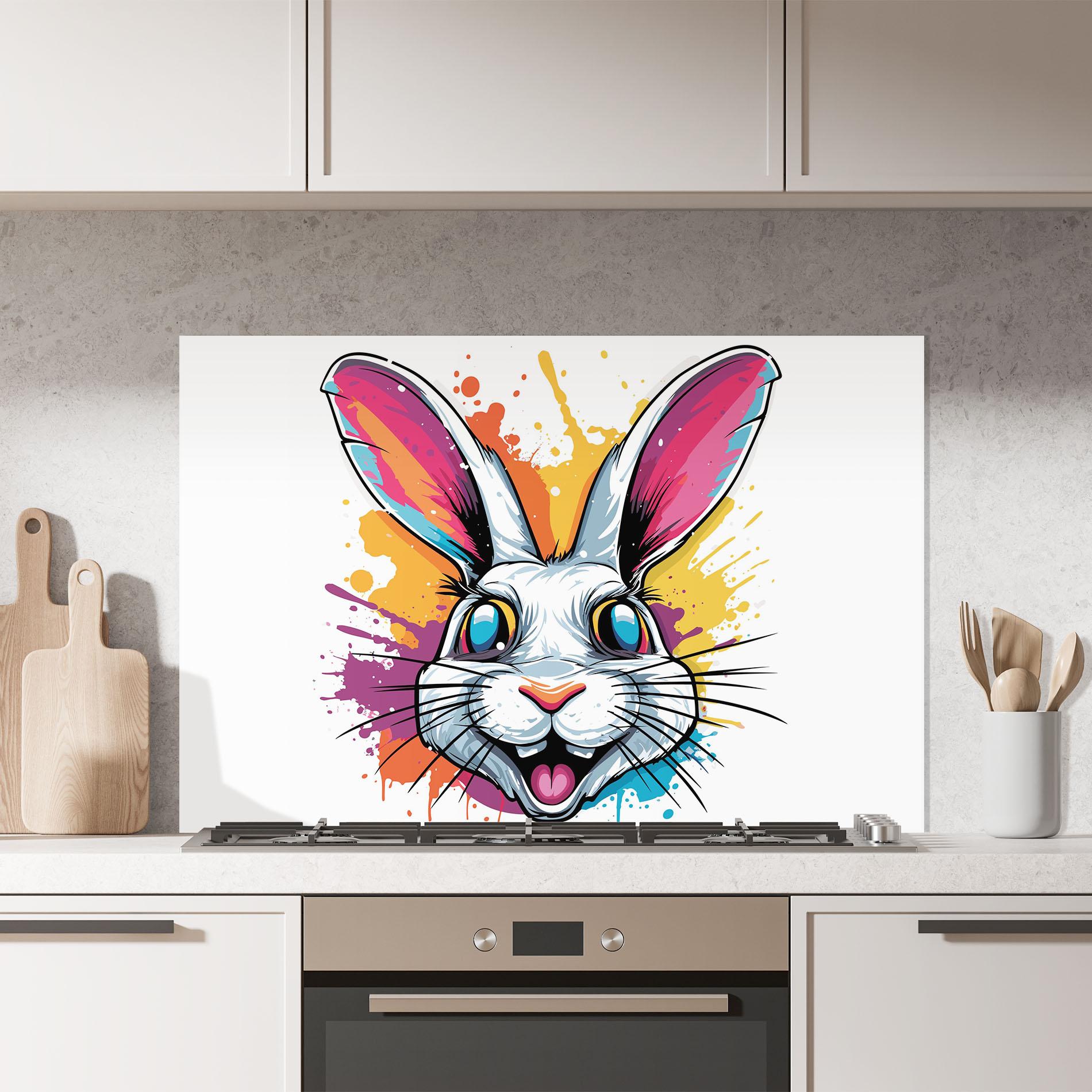 Küchenrückwand Glas Crazy Bunny mockup 7