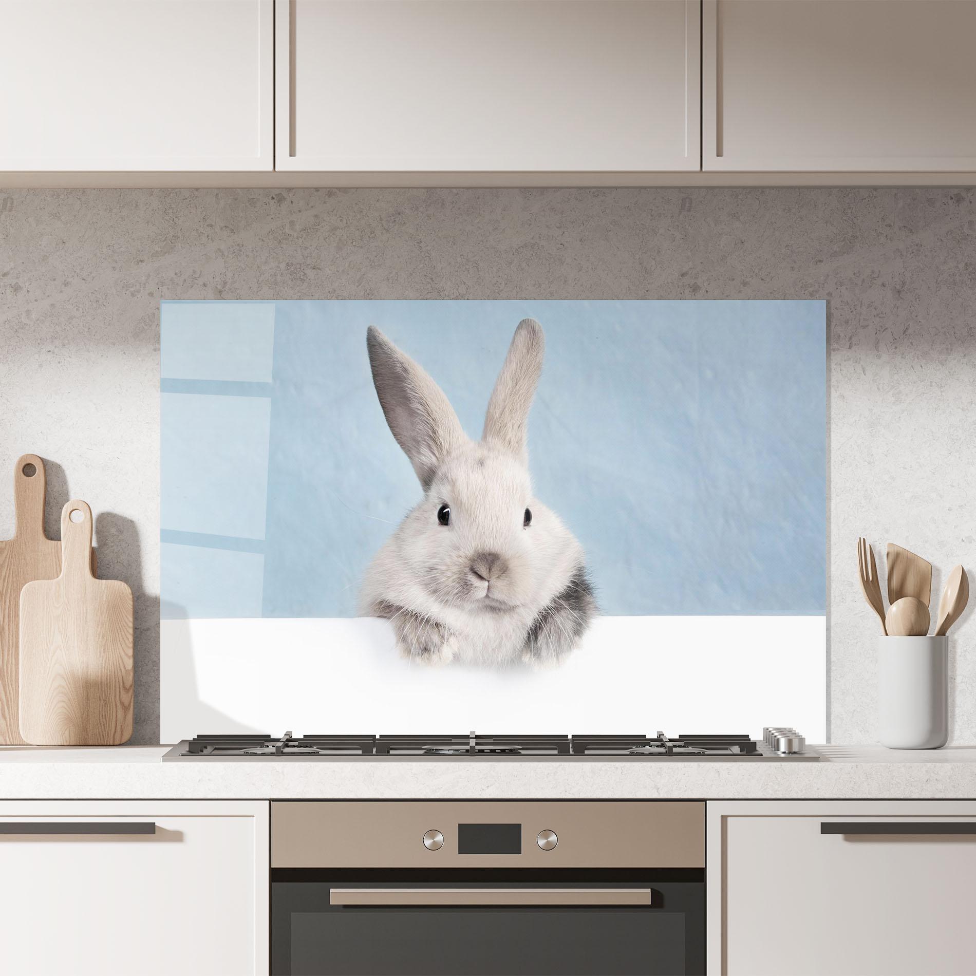 Küchenrückwand Glas Cream Bunny mockup 7