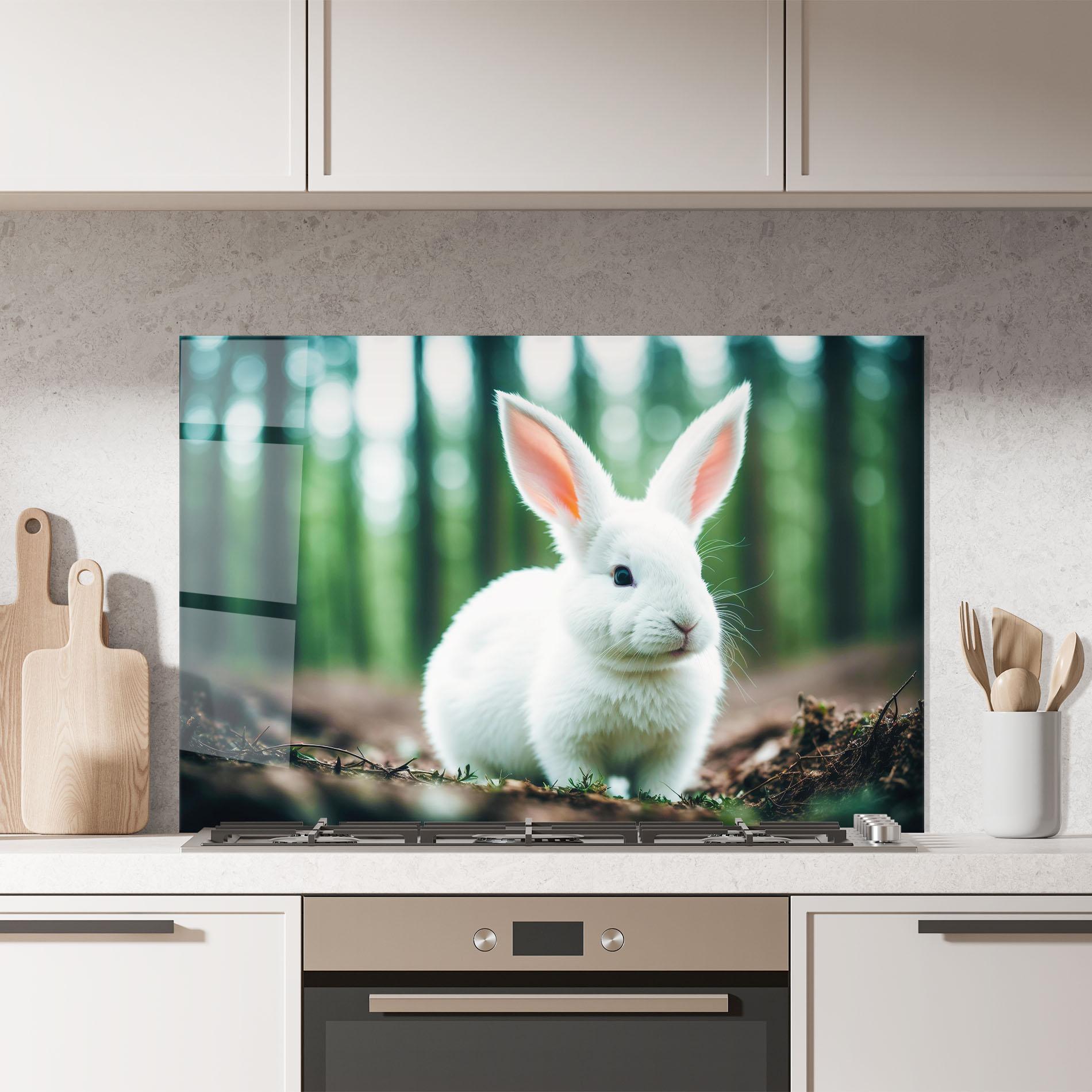 Küchenrückwand Glas Forest Bunny mockup 7