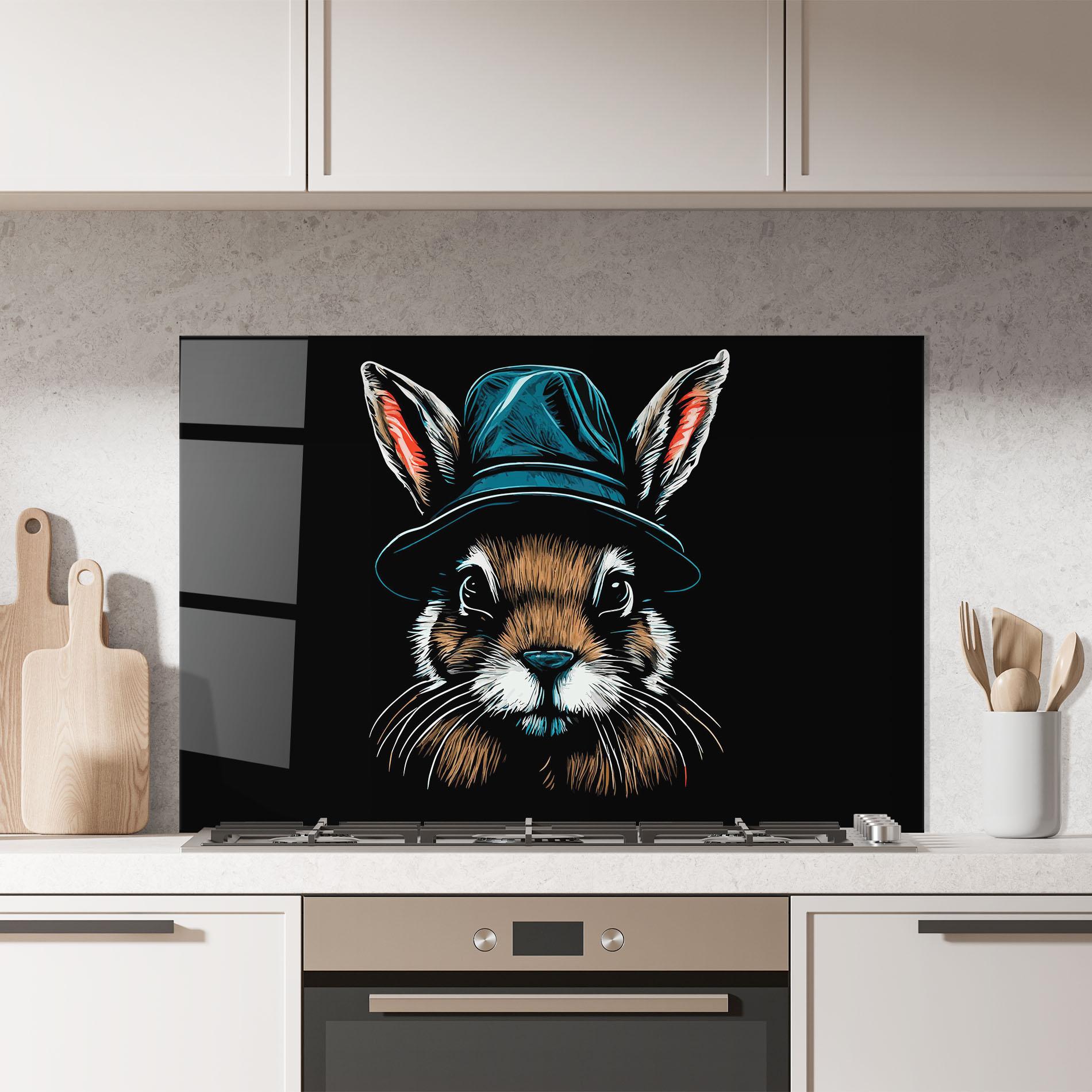 Küchenrückwand Glas Hat Bunny mockup 7