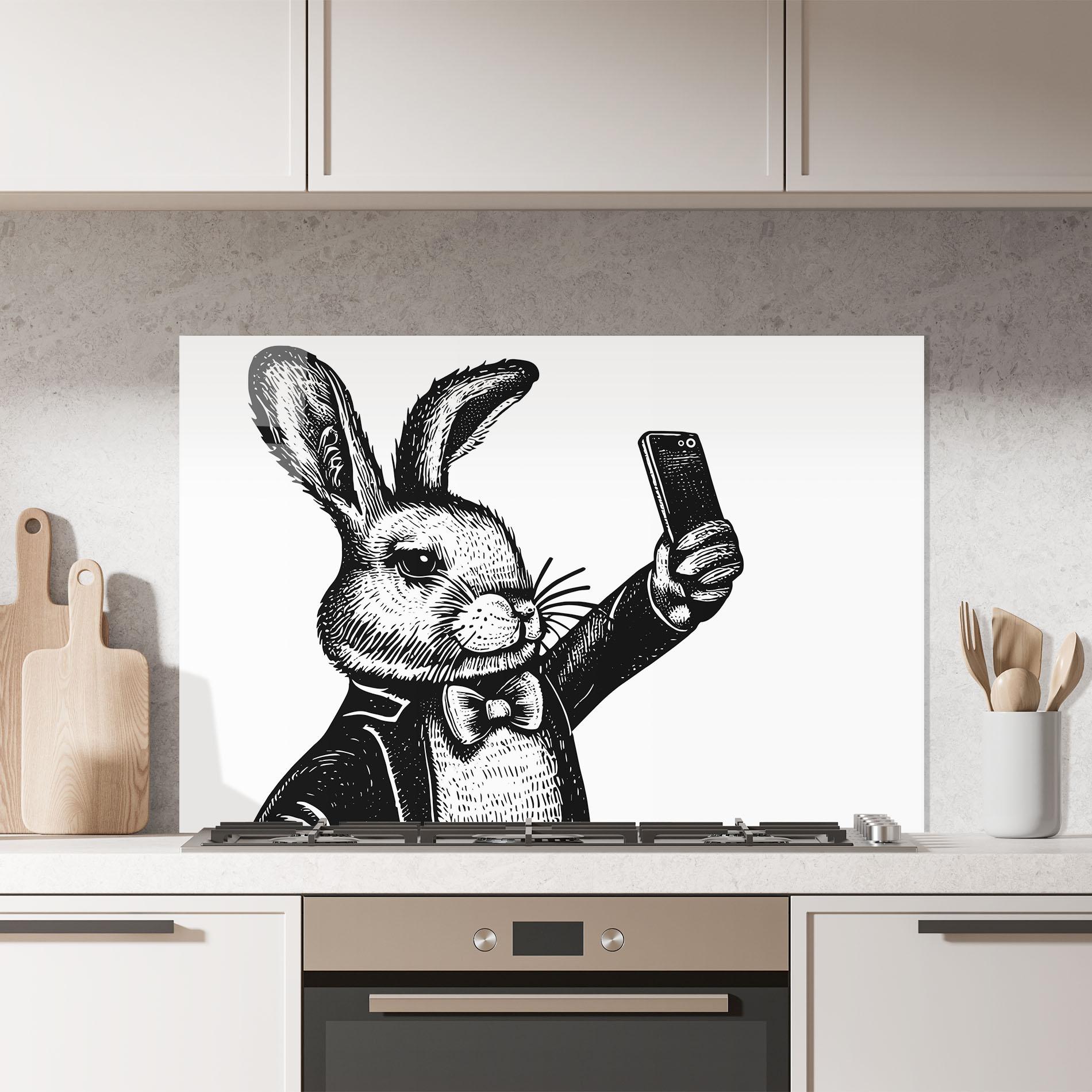 Küchenrückwand Glas Selfie Bunny mockup 7