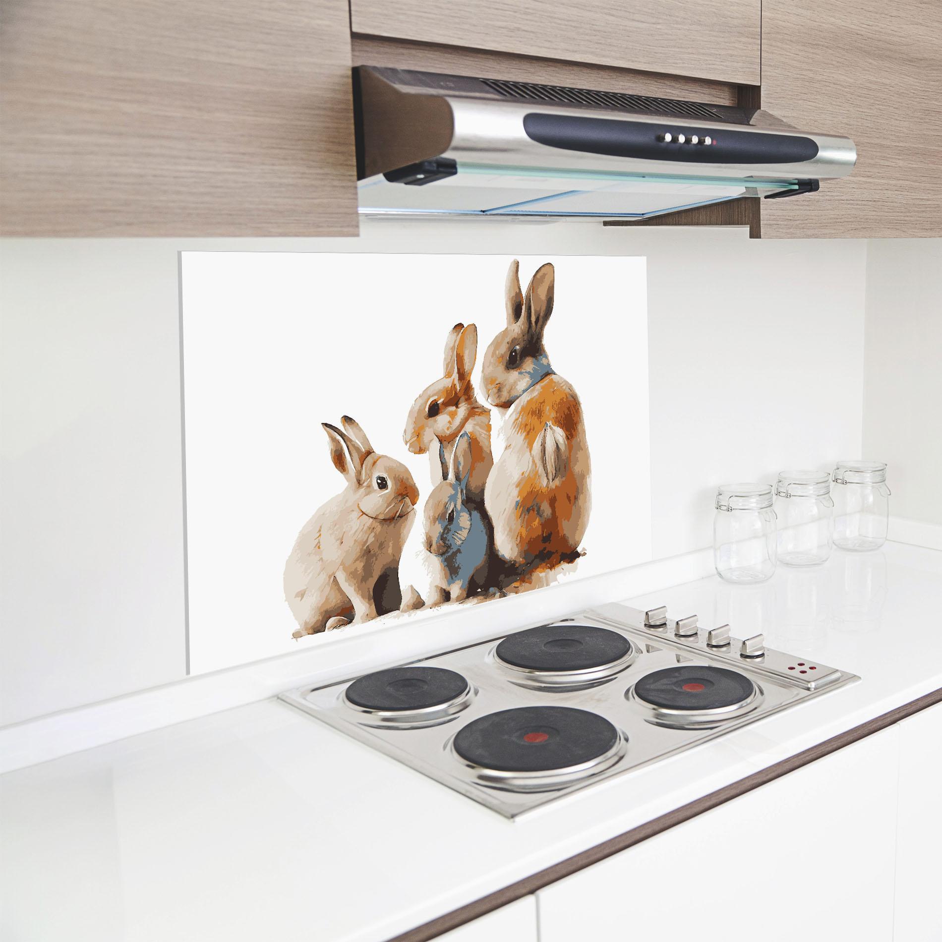 Küchenrückwand Glas Bunny Family mockup 8