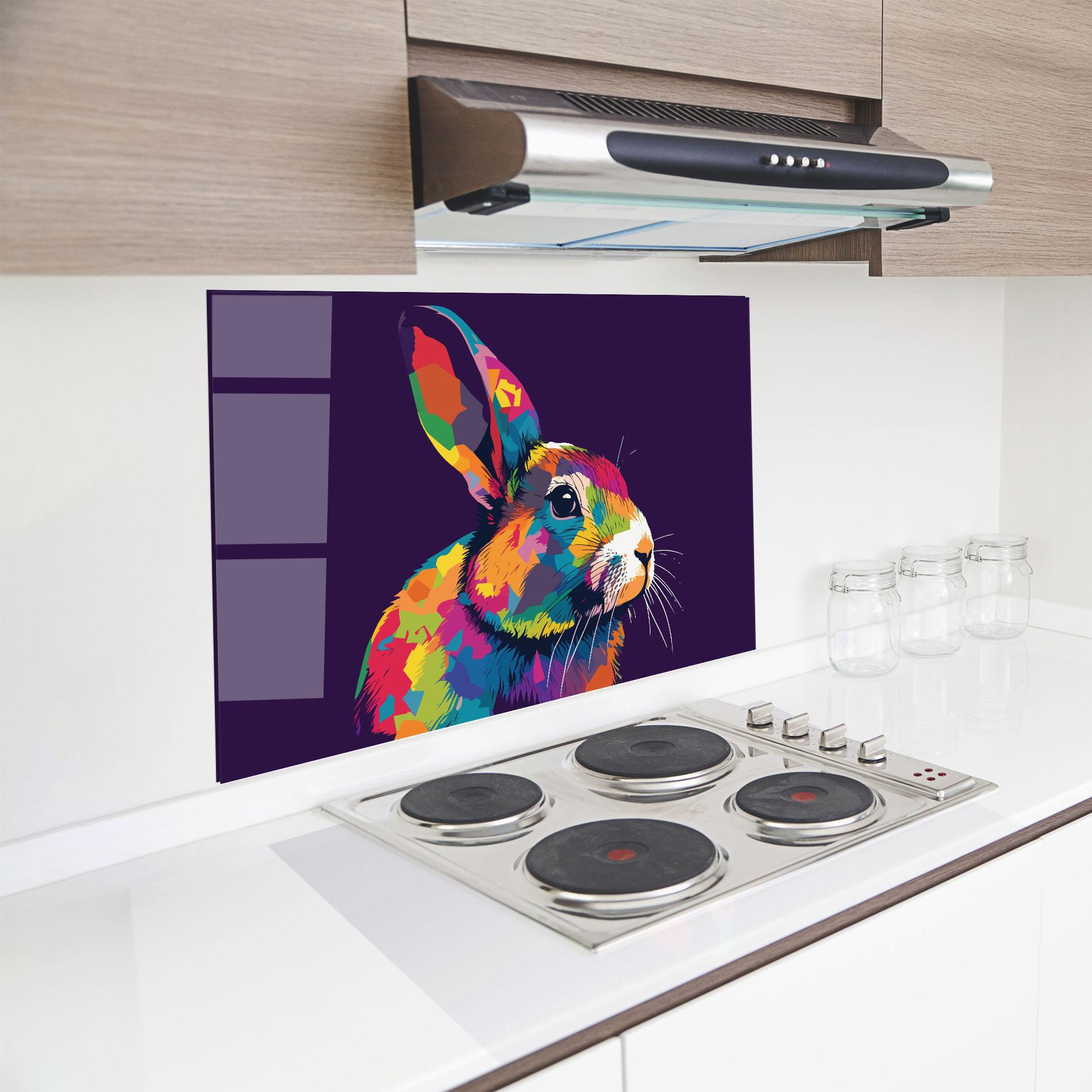 Küchenrückwand Glas Bunny On Purple mockup 8
