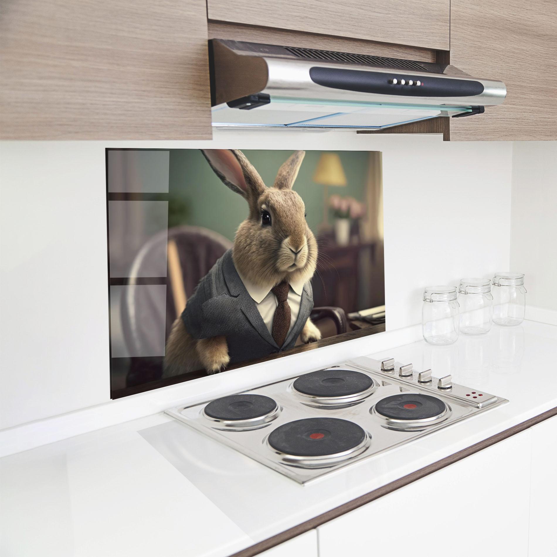 Küchenrückwand Glas Business Suit Bunny mockup 8