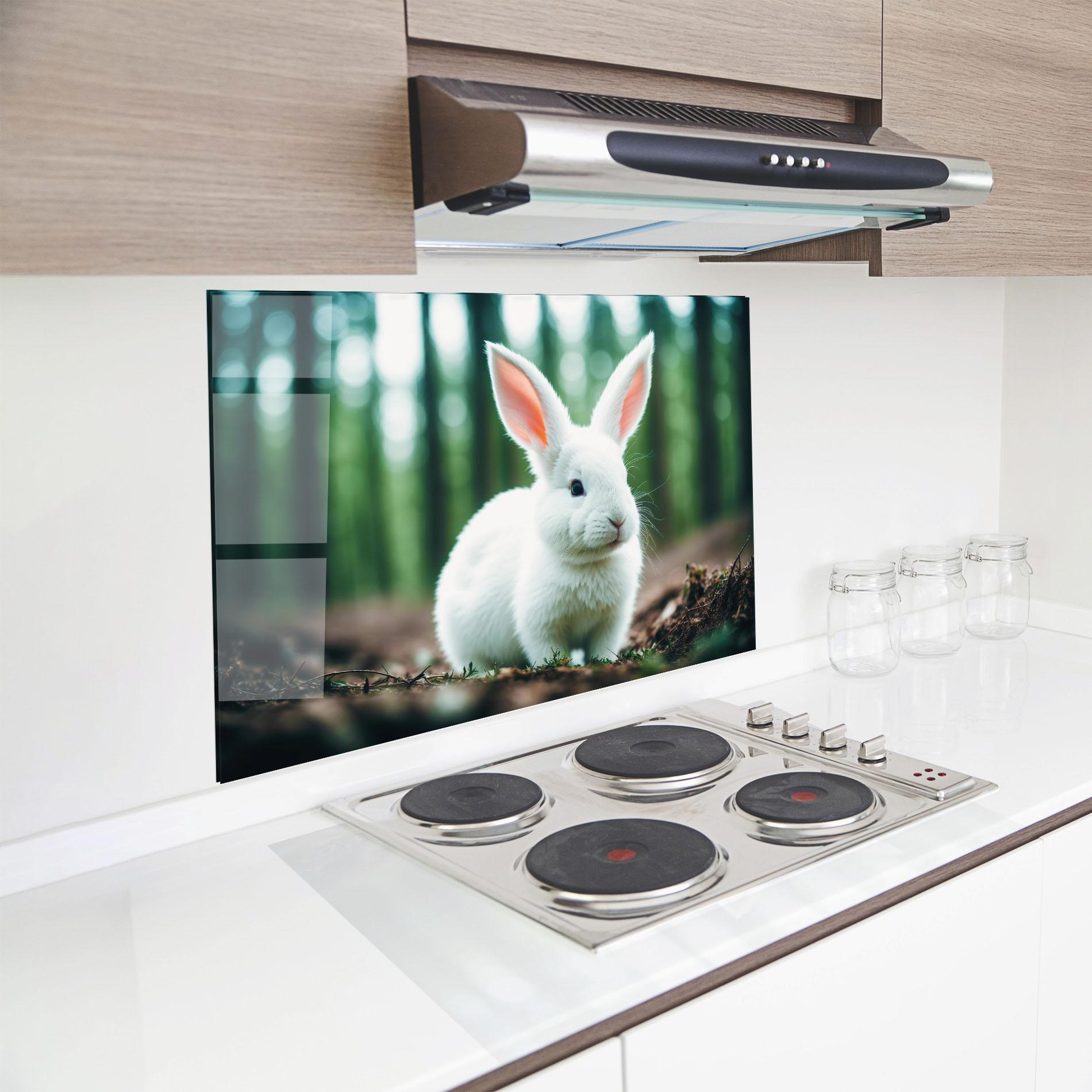 Küchenrückwand Glas Forest Bunny mockup 8