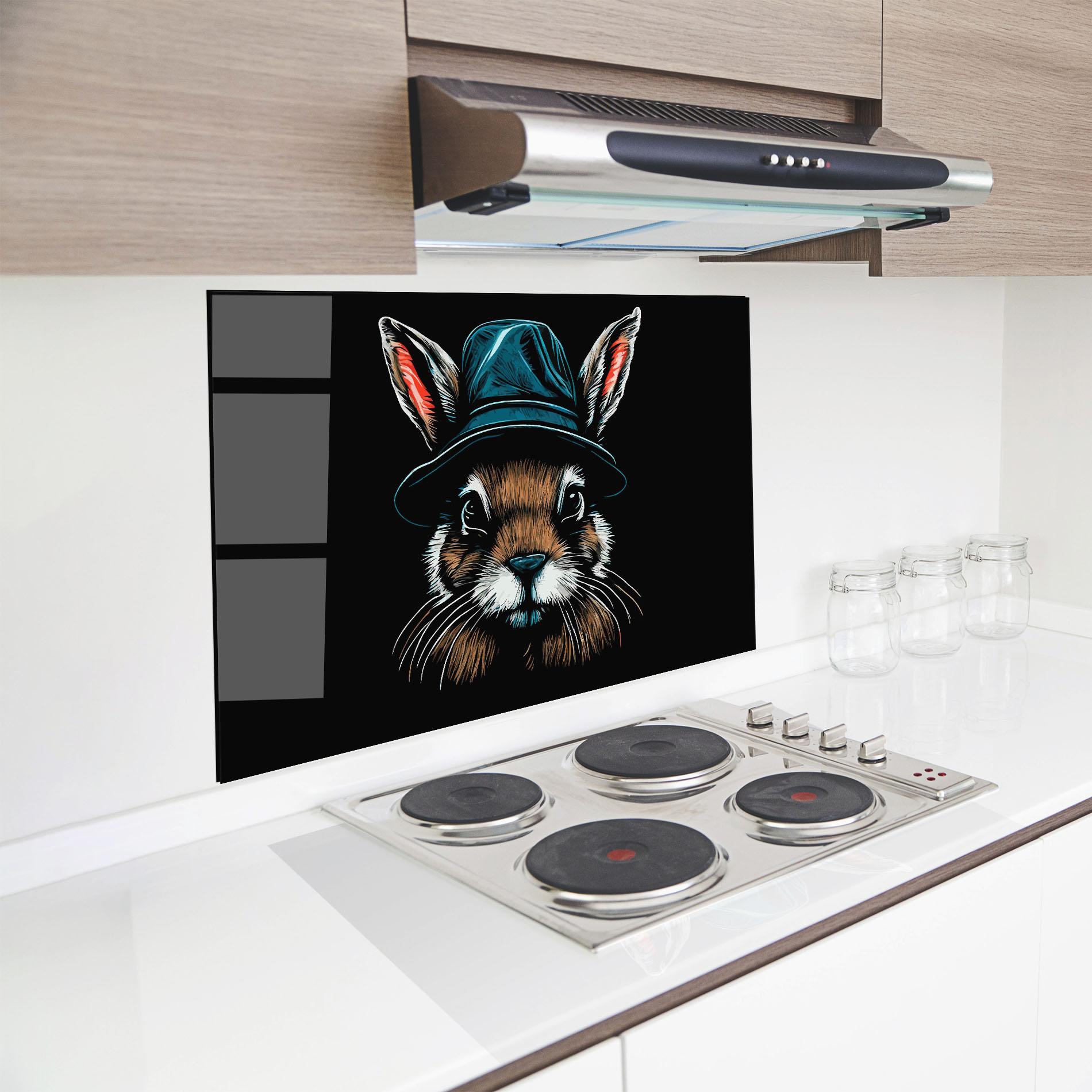 Küchenrückwand Glas Hat Bunny mockup 8