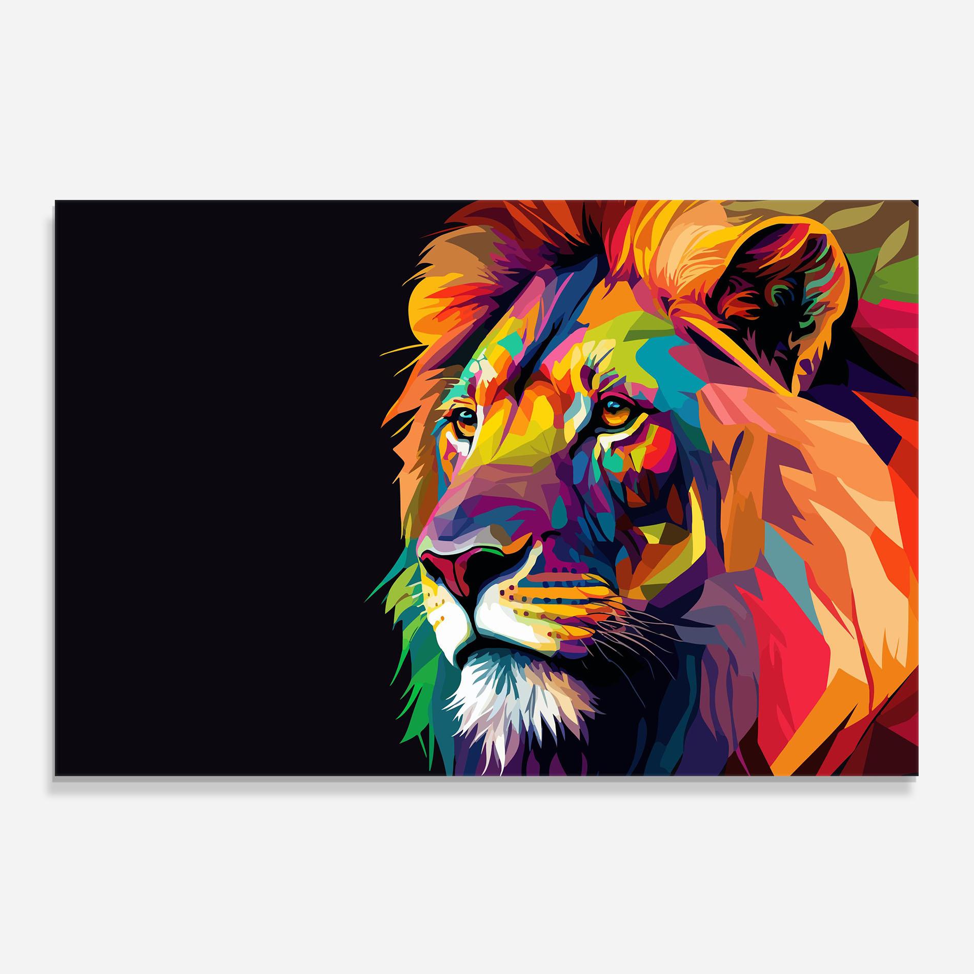 Küchenrückwand Glas Colorful Lion mockup 0