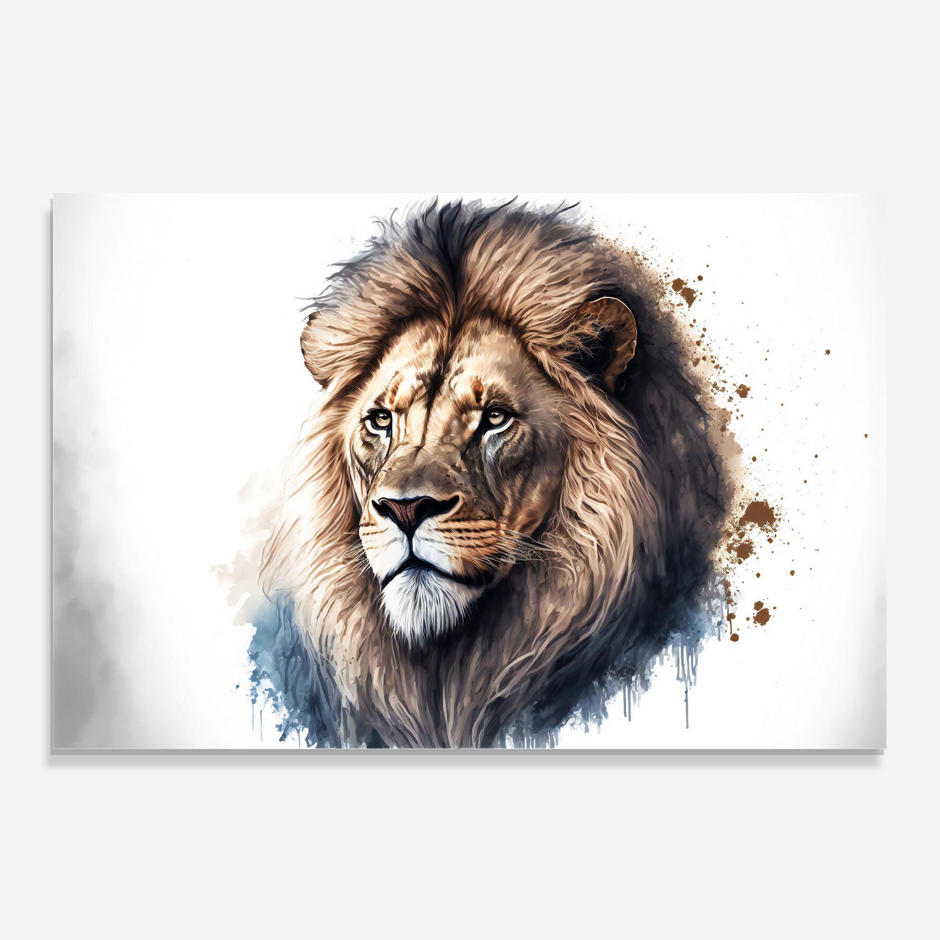 Küchenrückwand Glas Lion Head Painting mockup 0