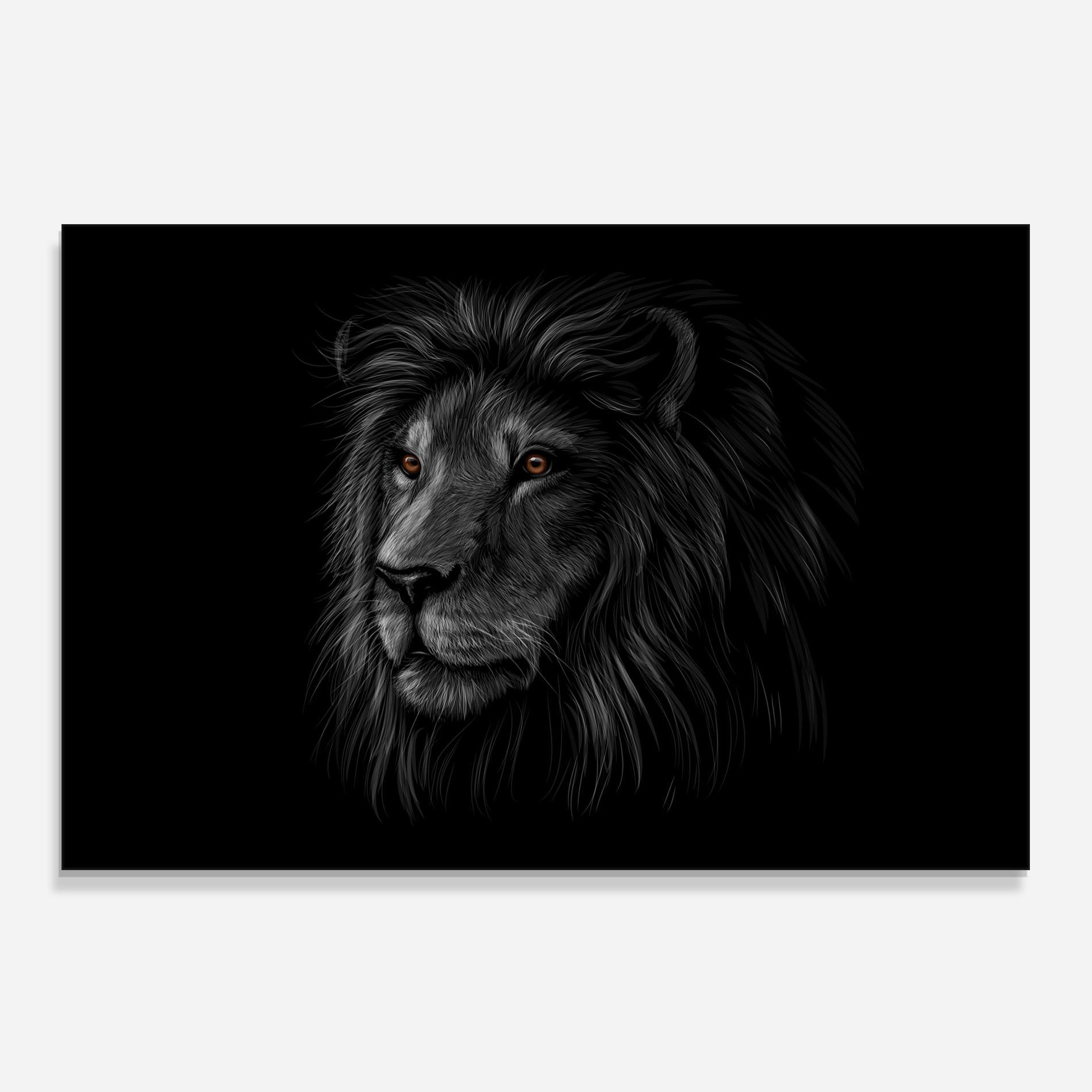 Küchenrückwand Glas Lion In Shadow mockup 0