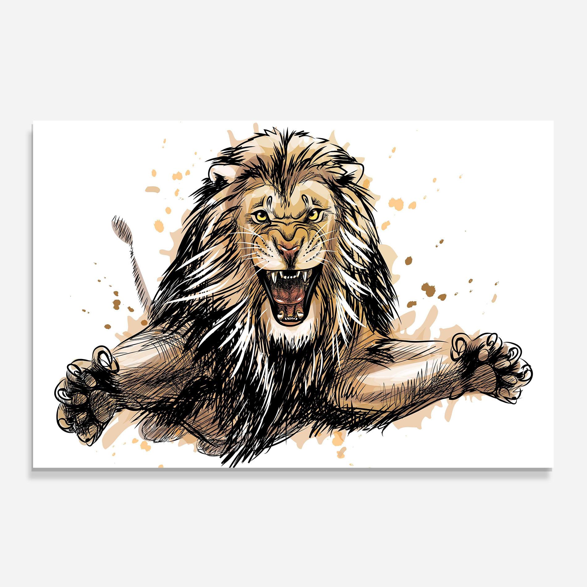 Küchenrückwand Glas Lion Jump mockup 0