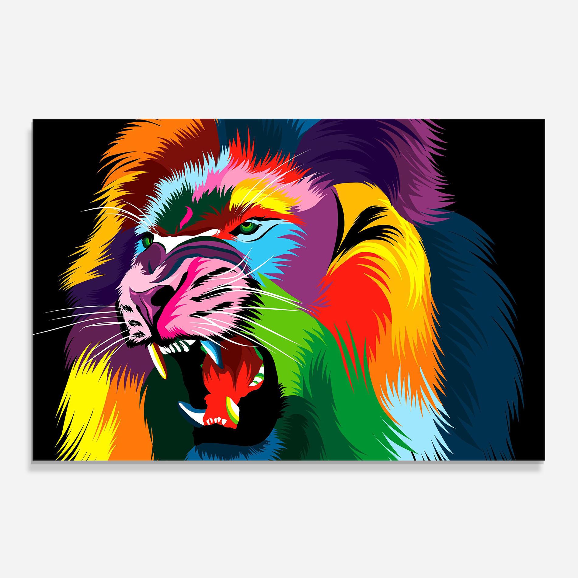 Küchenrückwand Glas Lion Vibrant Color mockup 0
