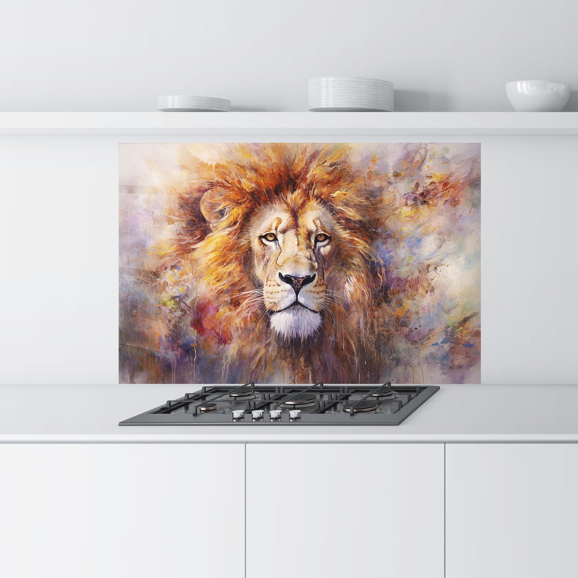 Küchenrückwand Glas Abstract Lion Head mockup 9