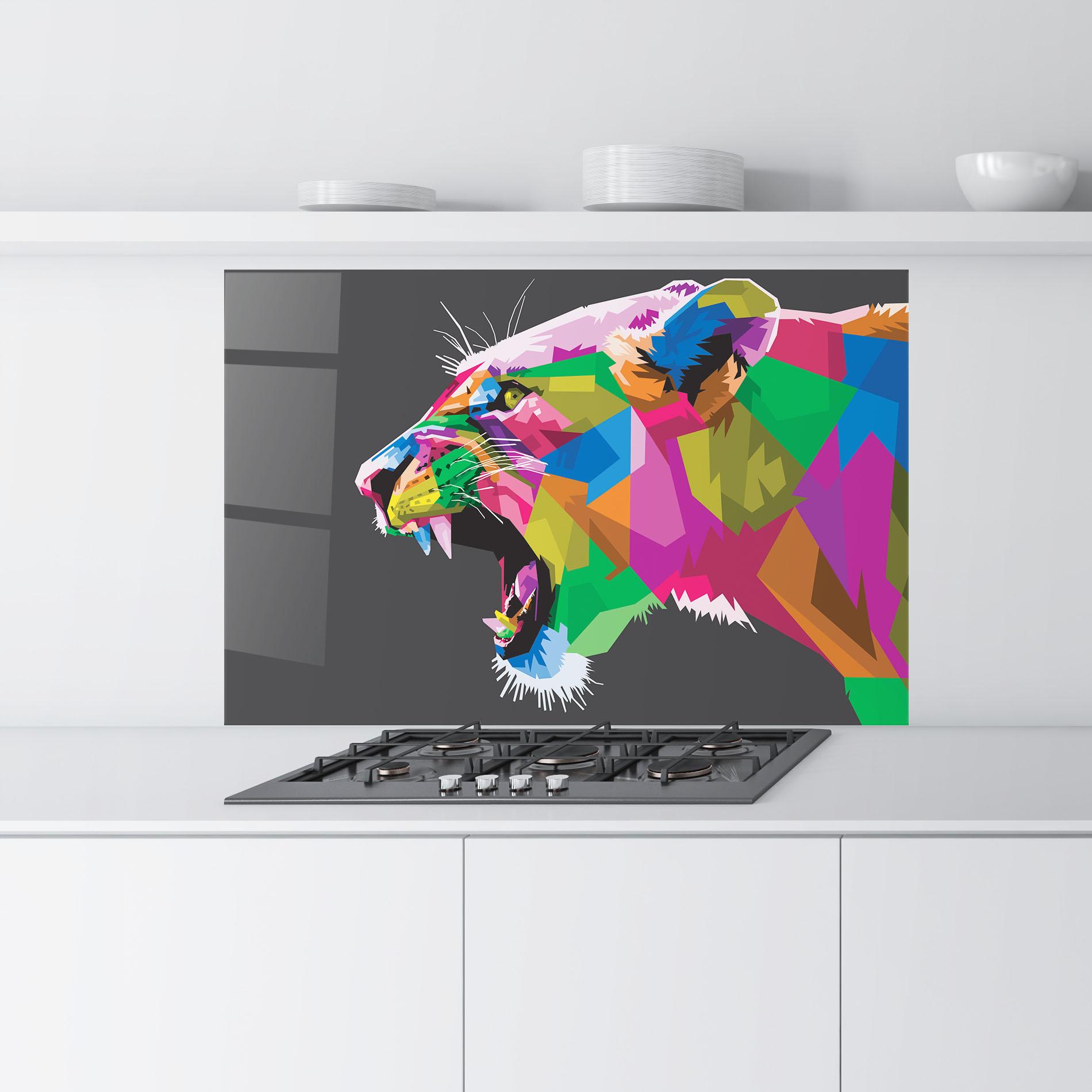 Küchenrückwand Glas Female Lion Head mockup 9