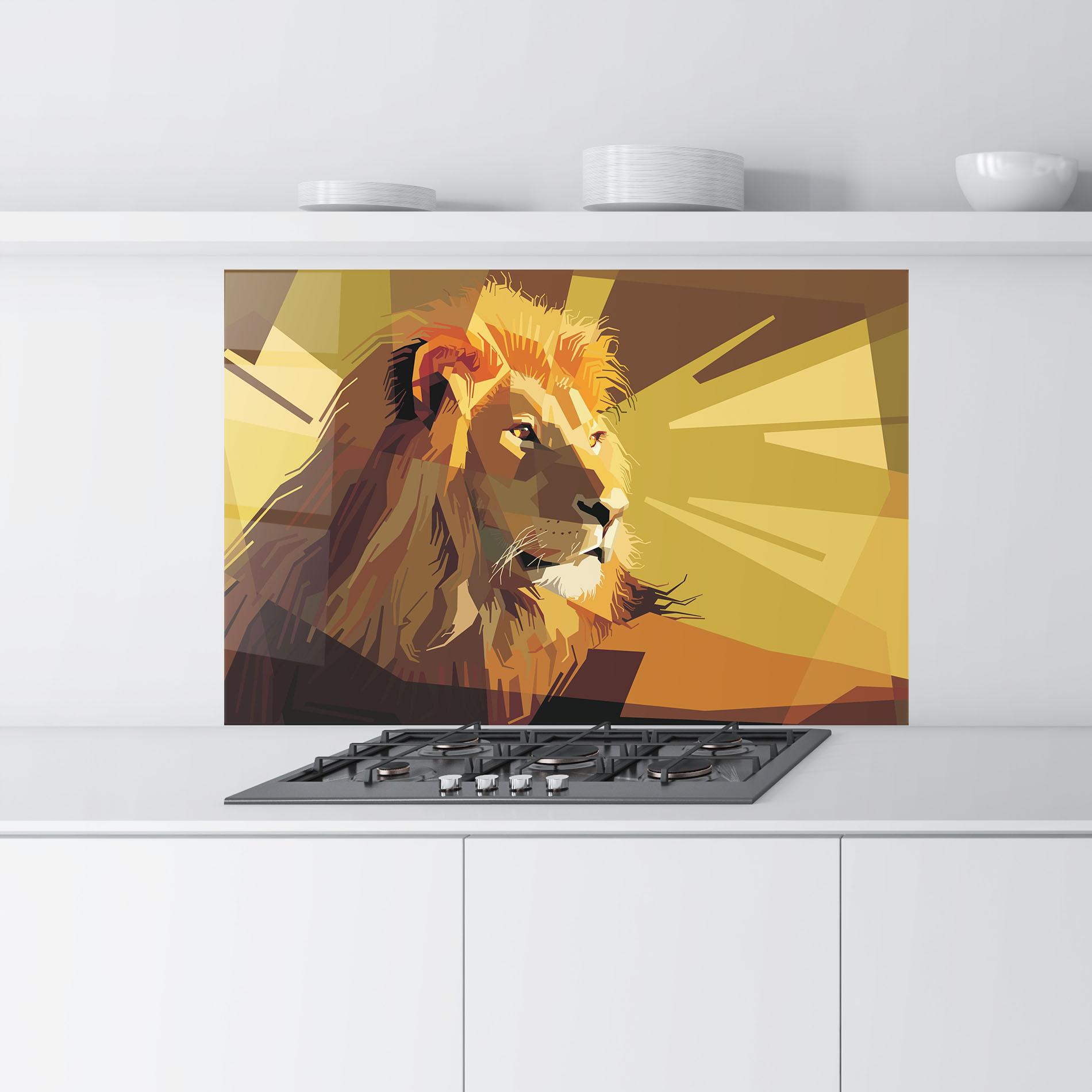 Küchenrückwand Glas Lion Art mockup 9