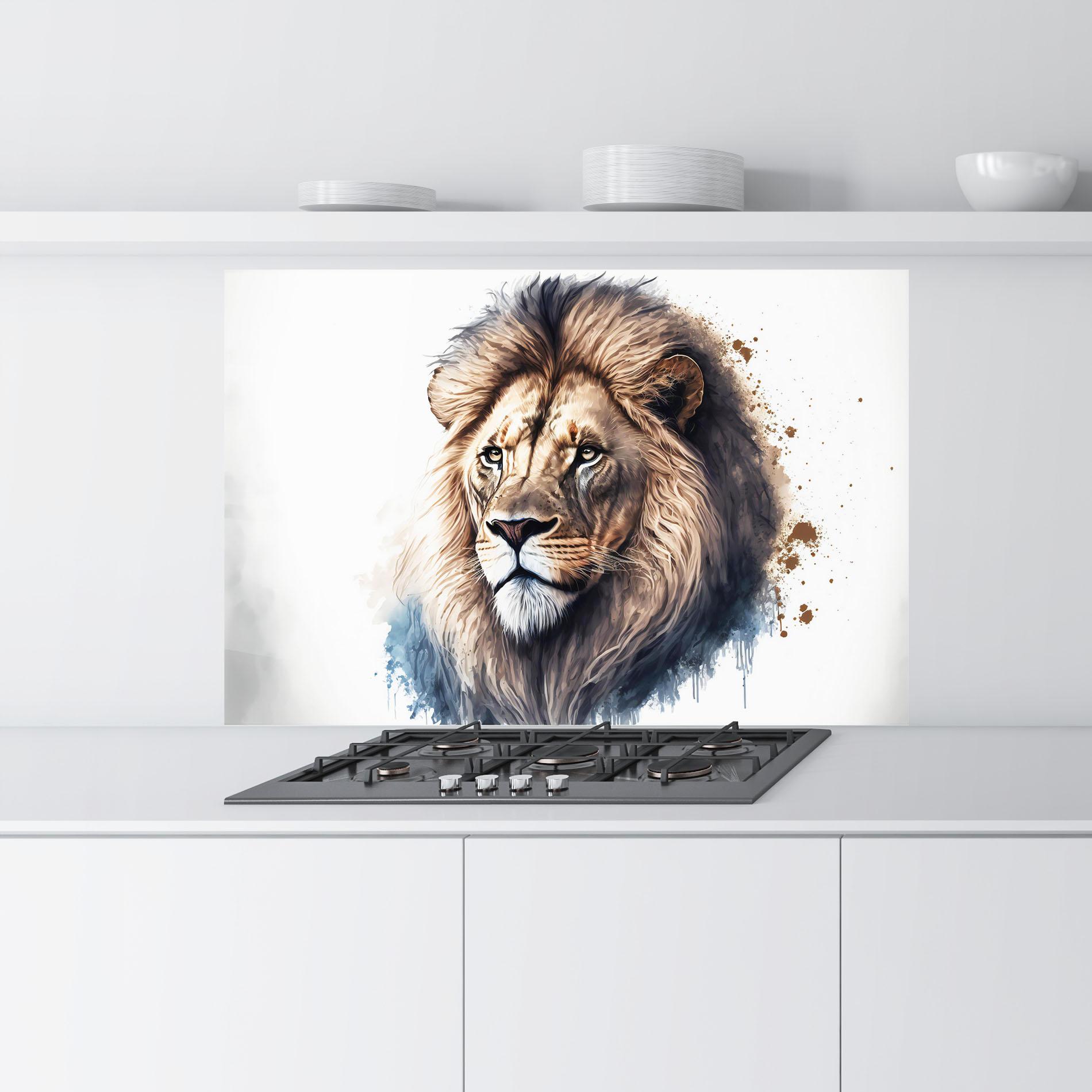 Küchenrückwand Glas Lion Head Painting mockup 9