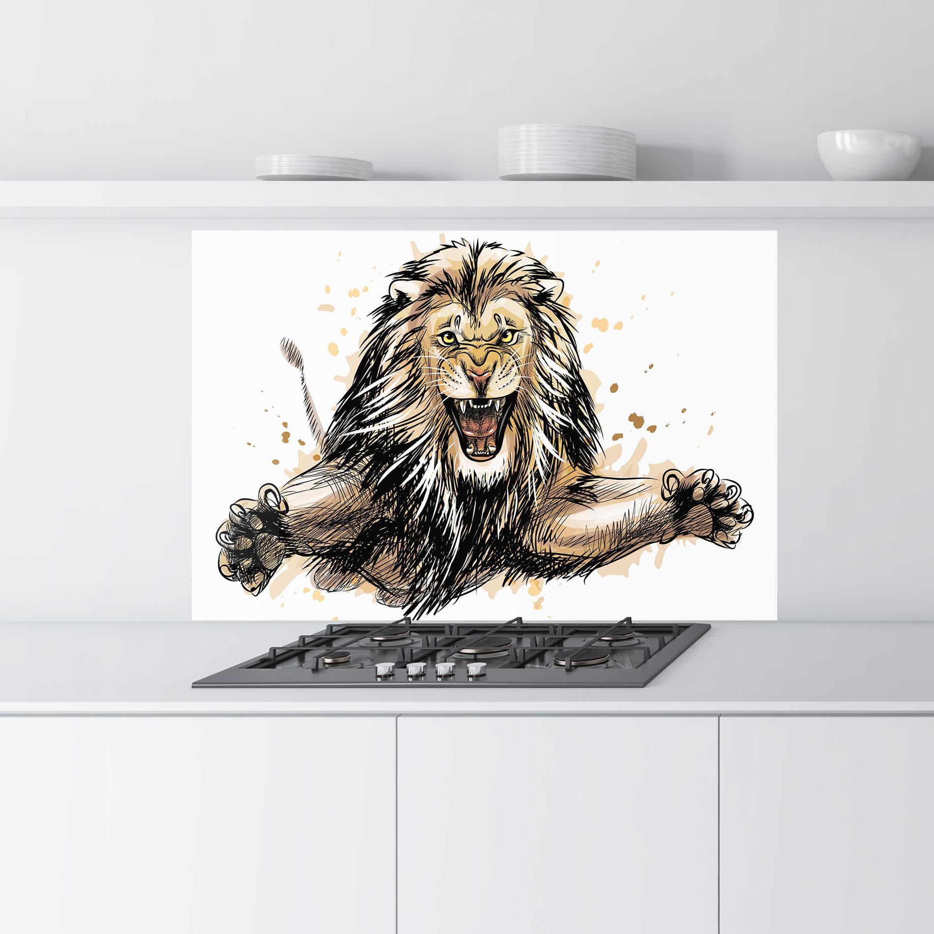 Küchenrückwand Glas Lion Jump mockup 9