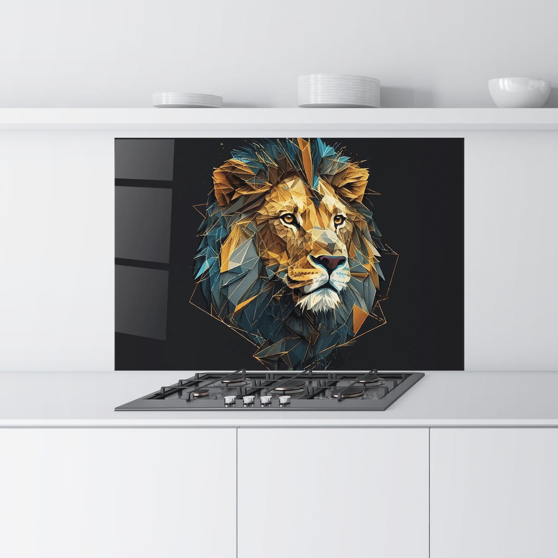 Küchenrückwand Glas Lion On Grey mockup 9