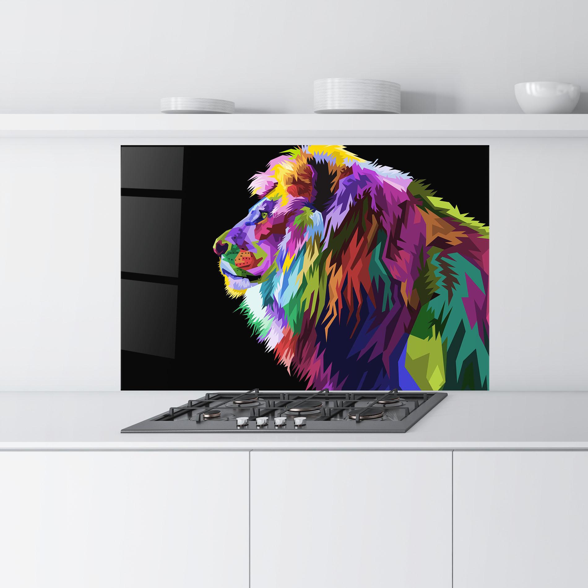 Küchenrückwand Glas Lion Standing mockup 9