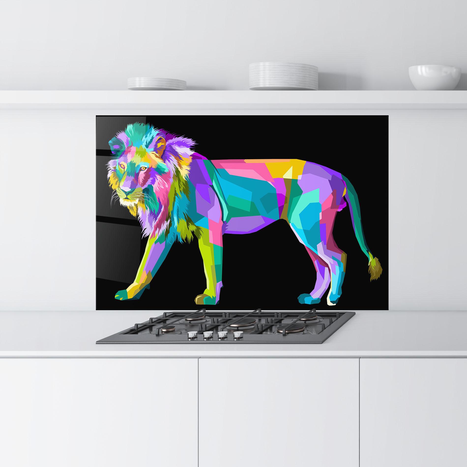 Küchenrückwand Glas Lion Walking mockup 9