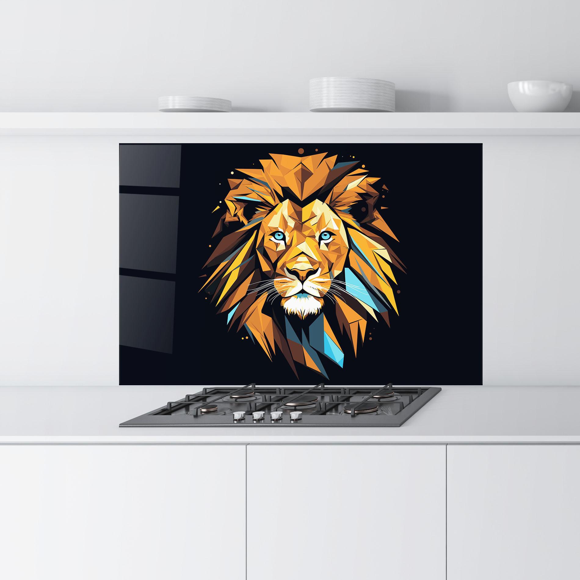 Küchenrückwand Glas Pop Art Lion mockup 9