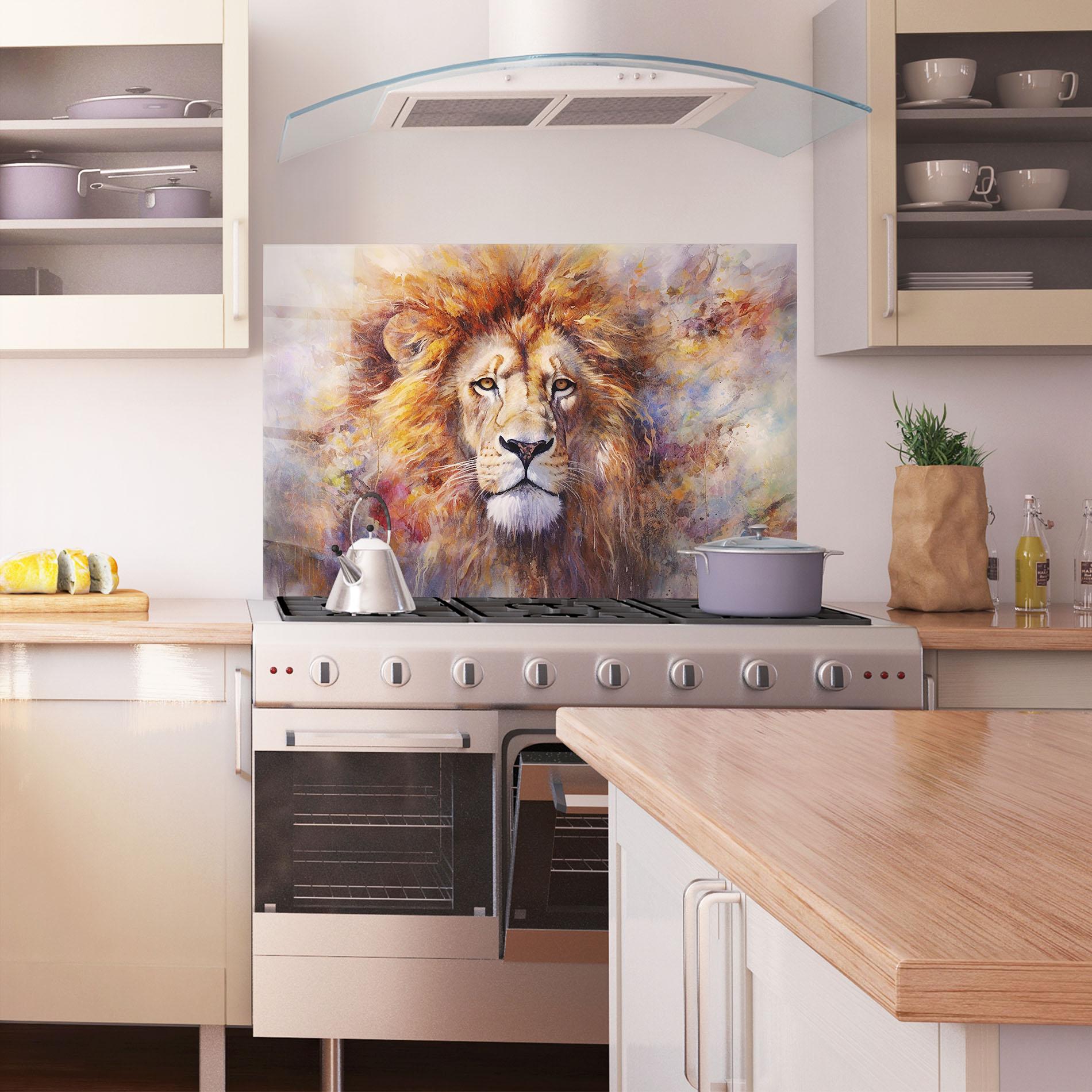 Küchenrückwand Glas Abstract Lion Head mockup 1