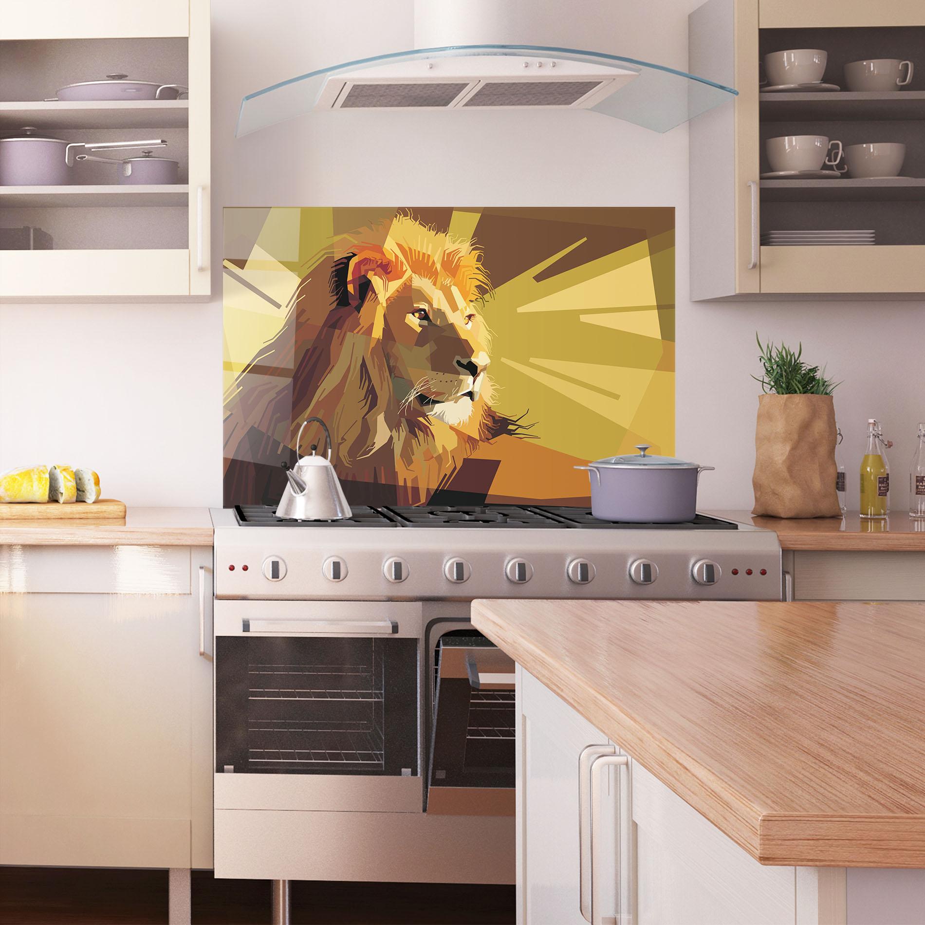 Küchenrückwand Glas Lion Art mockup 1