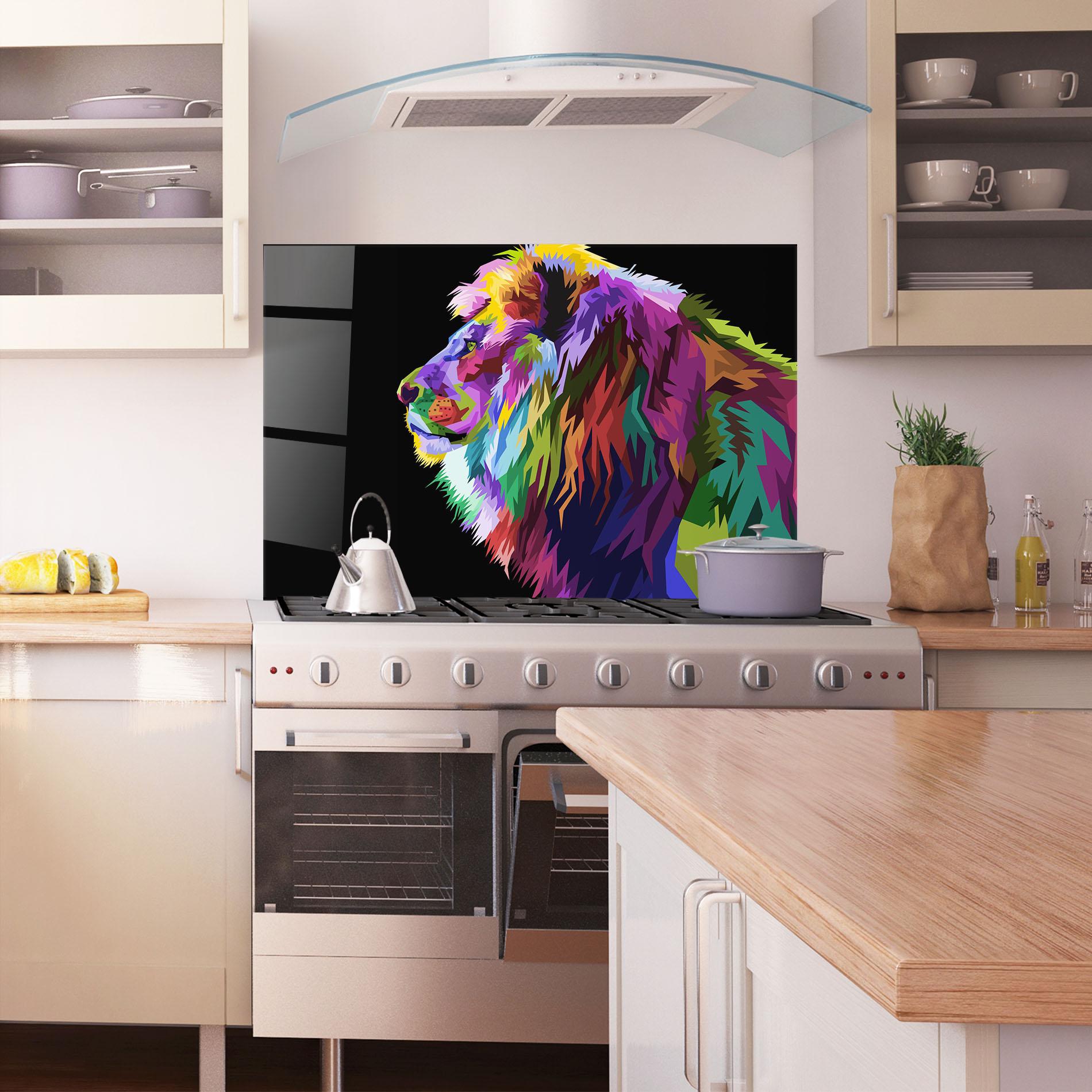 Küchenrückwand Glas Lion Standing mockup 1