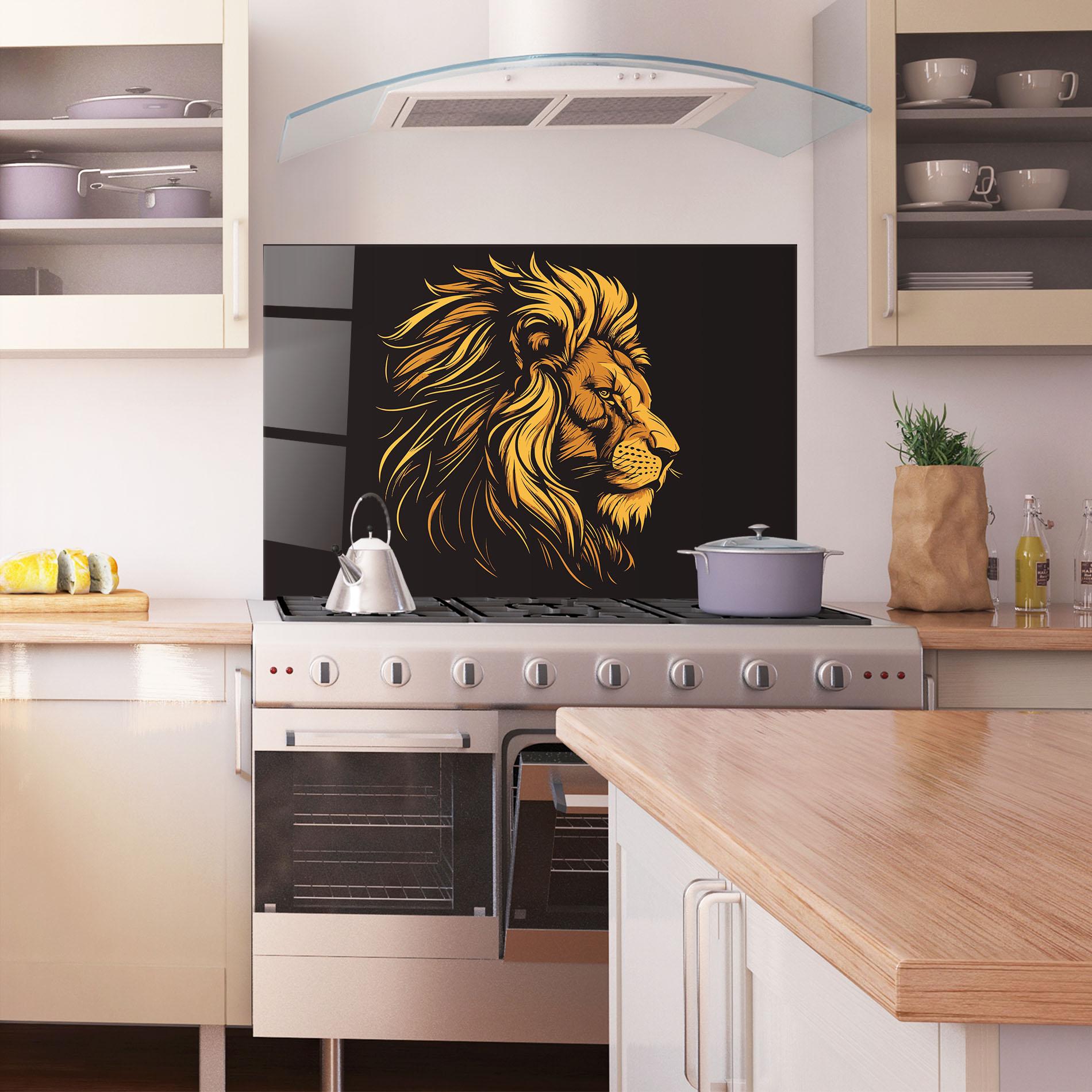 Küchenrückwand Glas Lion Symbol mockup 1