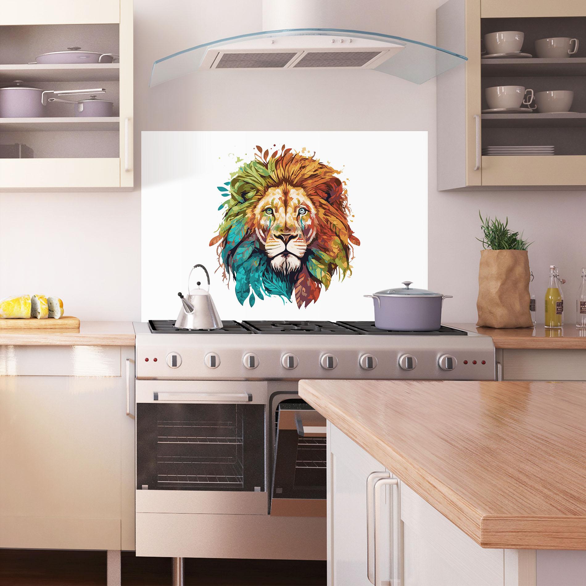 Küchenrückwand Glas Nature Lion mockup 1