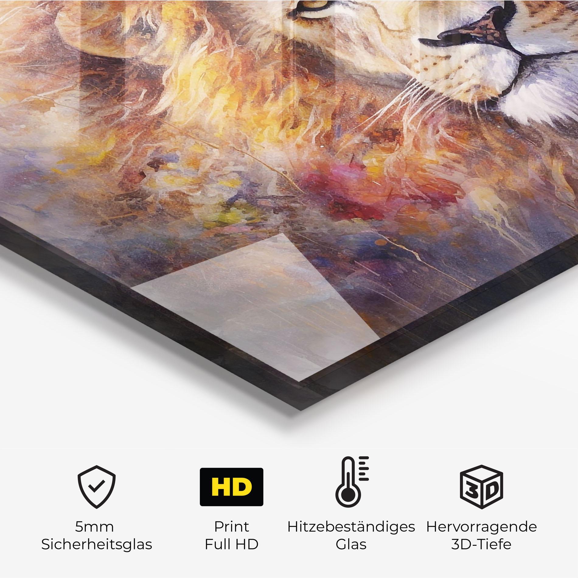 Küchenrückwand Glas Abstract Lion Head mockup 2