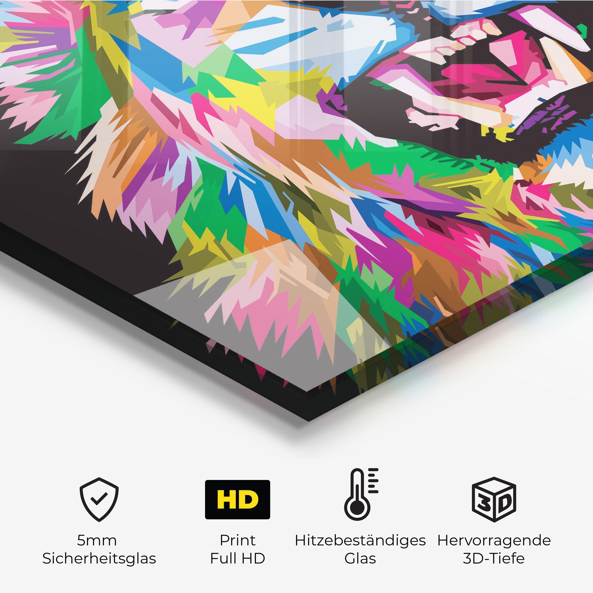 Küchenrückwand Glas Angry Lion Eyes mockup 2