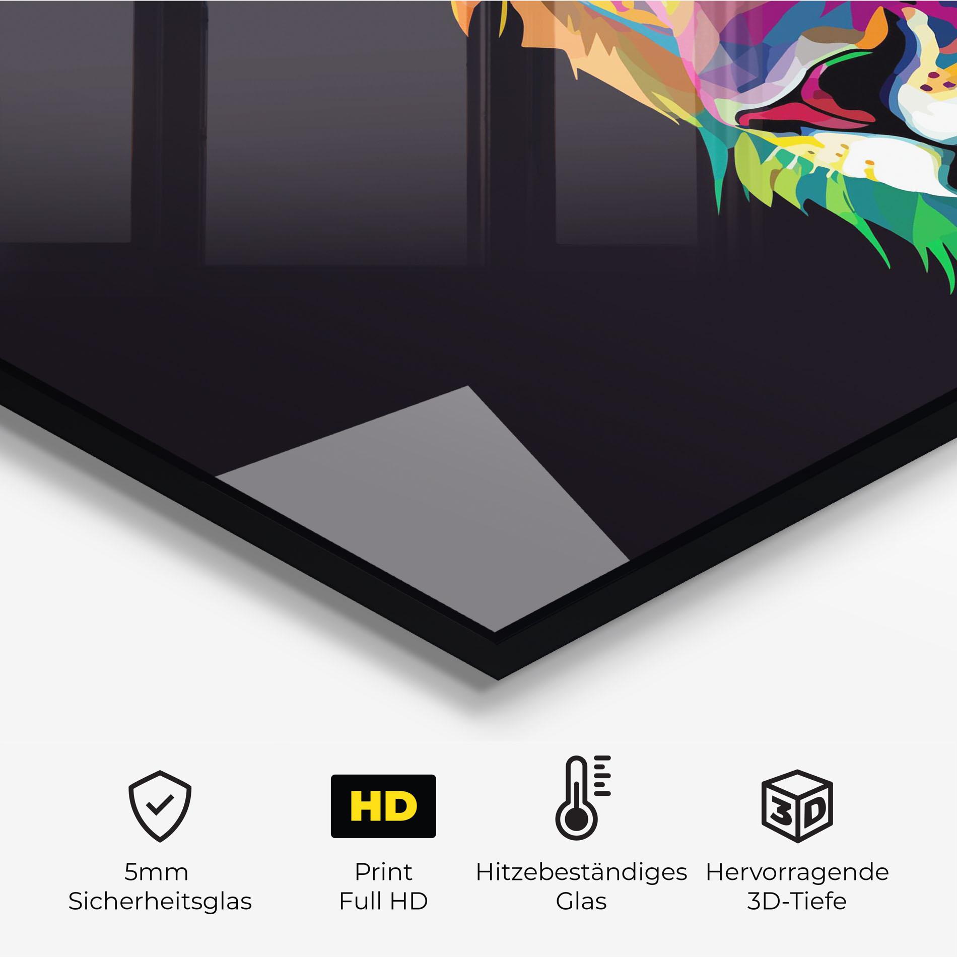 Küchenrückwand Glas Colorful Lion mockup 2