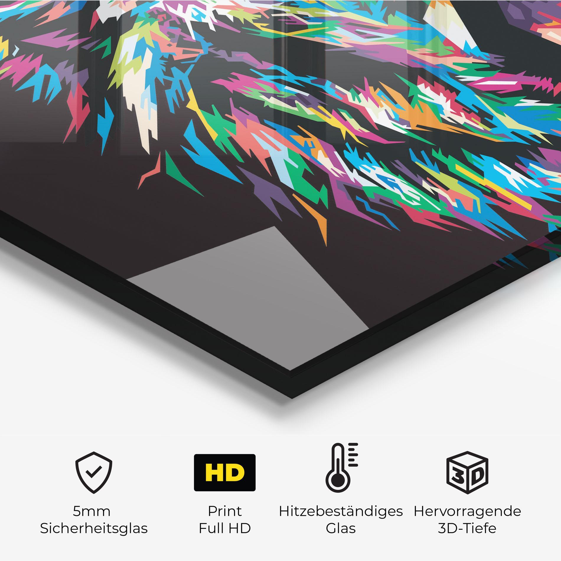 Küchenrückwand Glas Green Blue Lion mockup 2