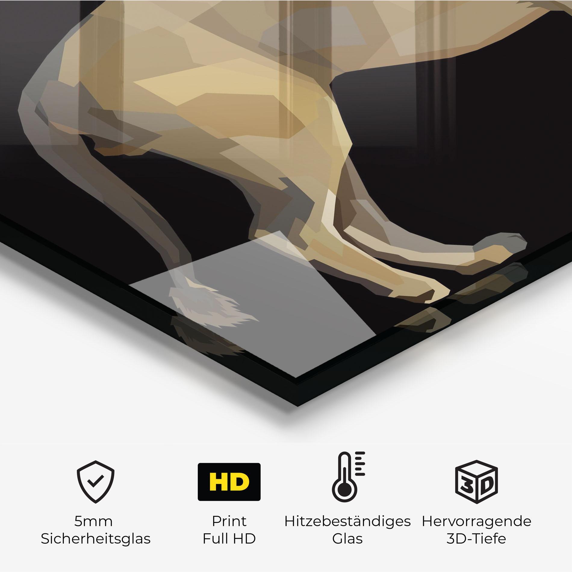 Küchenrückwand Glas Lion Art On Black mockup 2