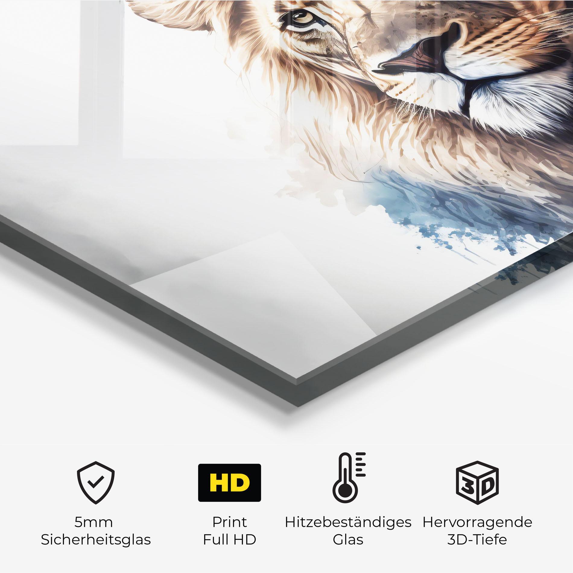 Küchenrückwand Glas Lion Head Painting mockup 2