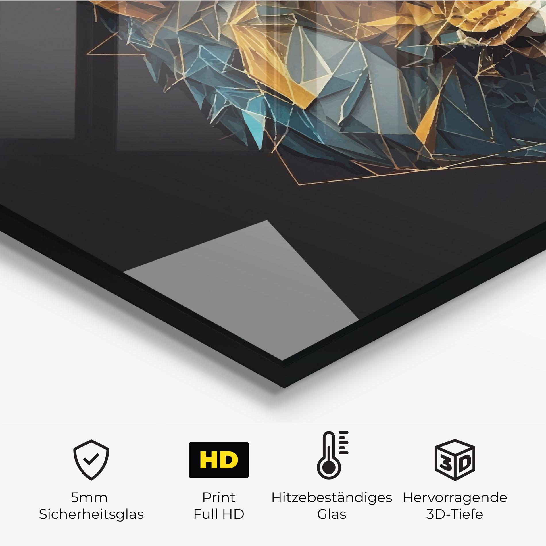 Küchenrückwand Glas Lion On Grey mockup 2