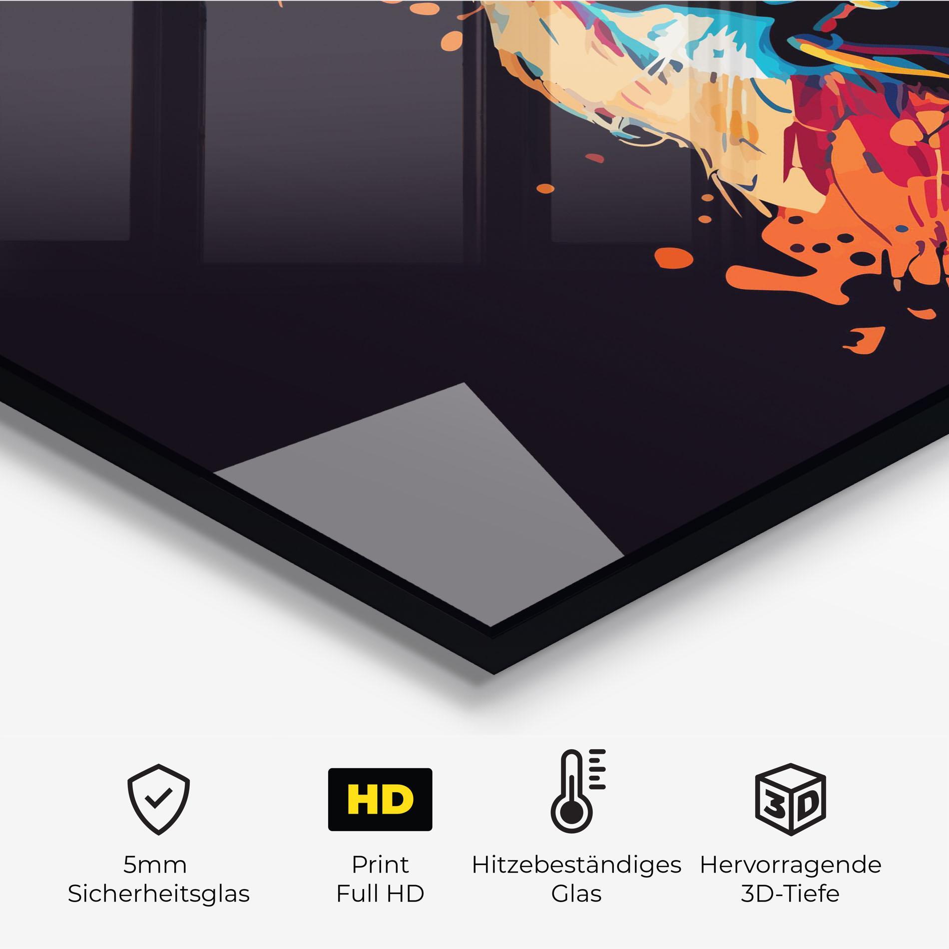 Küchenrückwand Glas Orange Red Lion mockup 2